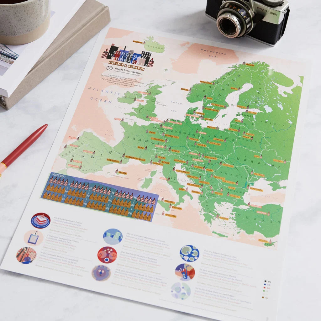 Introducing the ALL NEW Scratch Off European City Breaks Map Print