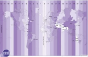 World map with time zones.