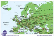 Europe map with 'flat' sea and country colours.