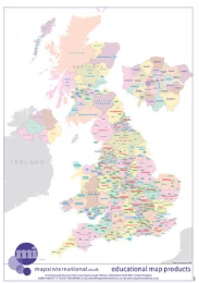 UK map with country/ county/ district/ unitary boundaries and names.