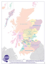 Scotland map with country/ county/ district/ unitary boundaries and names.