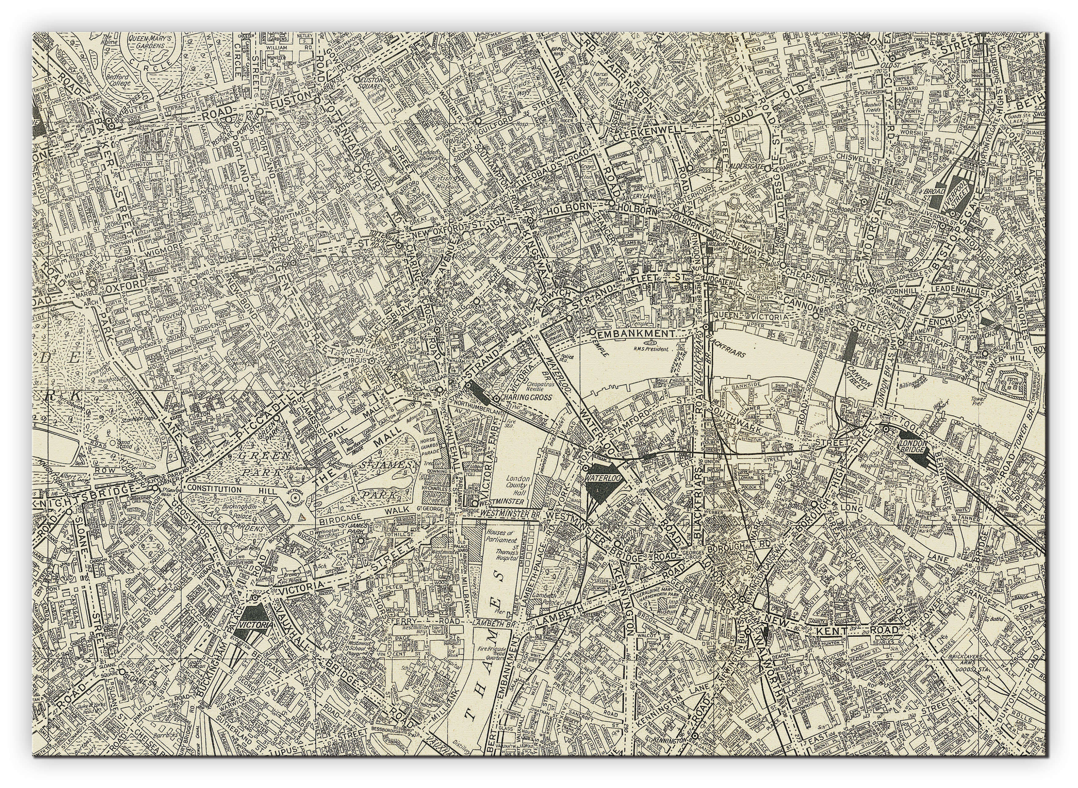 AZ01399_S_CANVA - A-Z Historical Canvas Map Central London