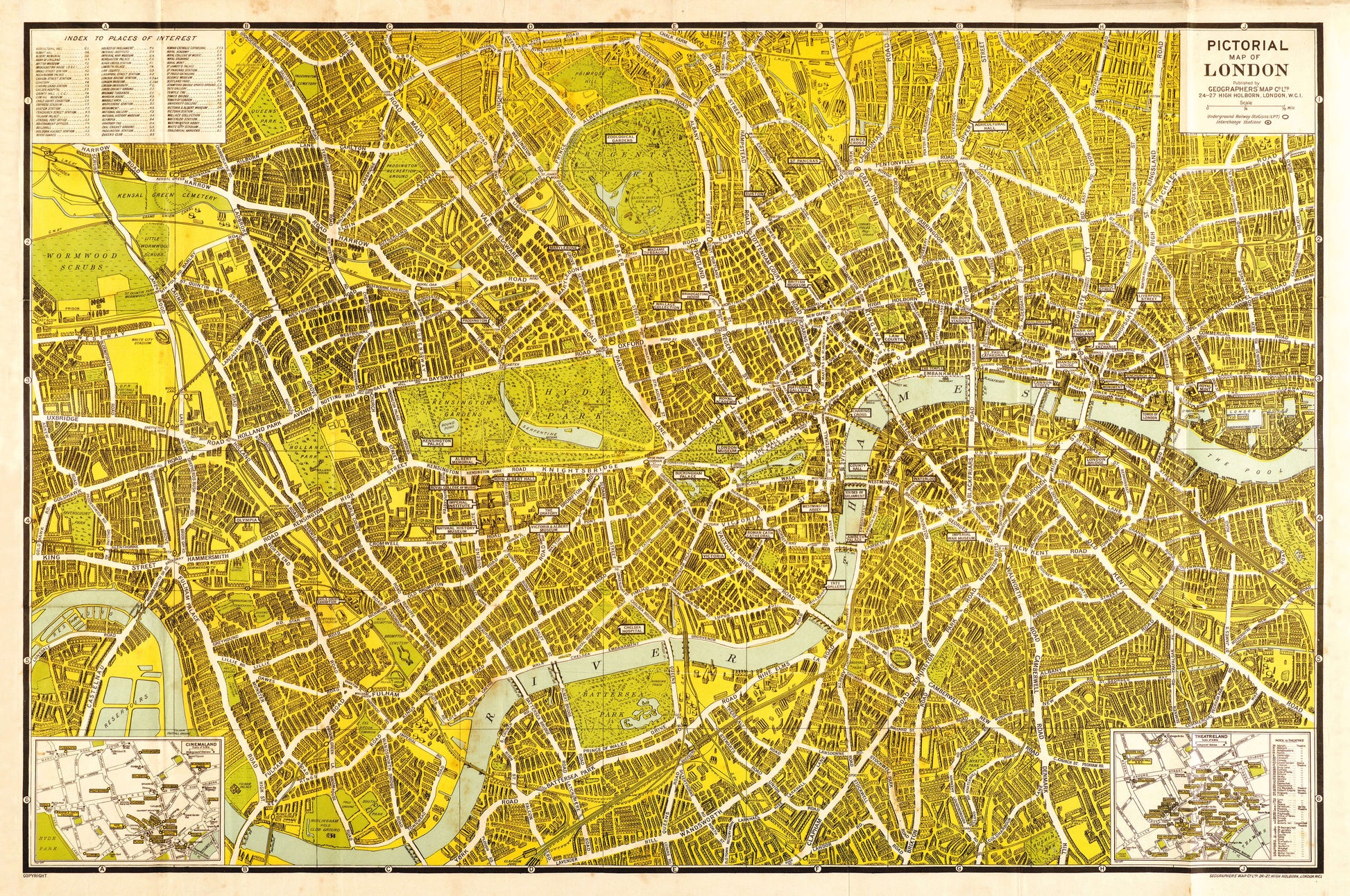 AZ01403_L_CANRL - A-Z Pictorial Canvas Map Central London 1938