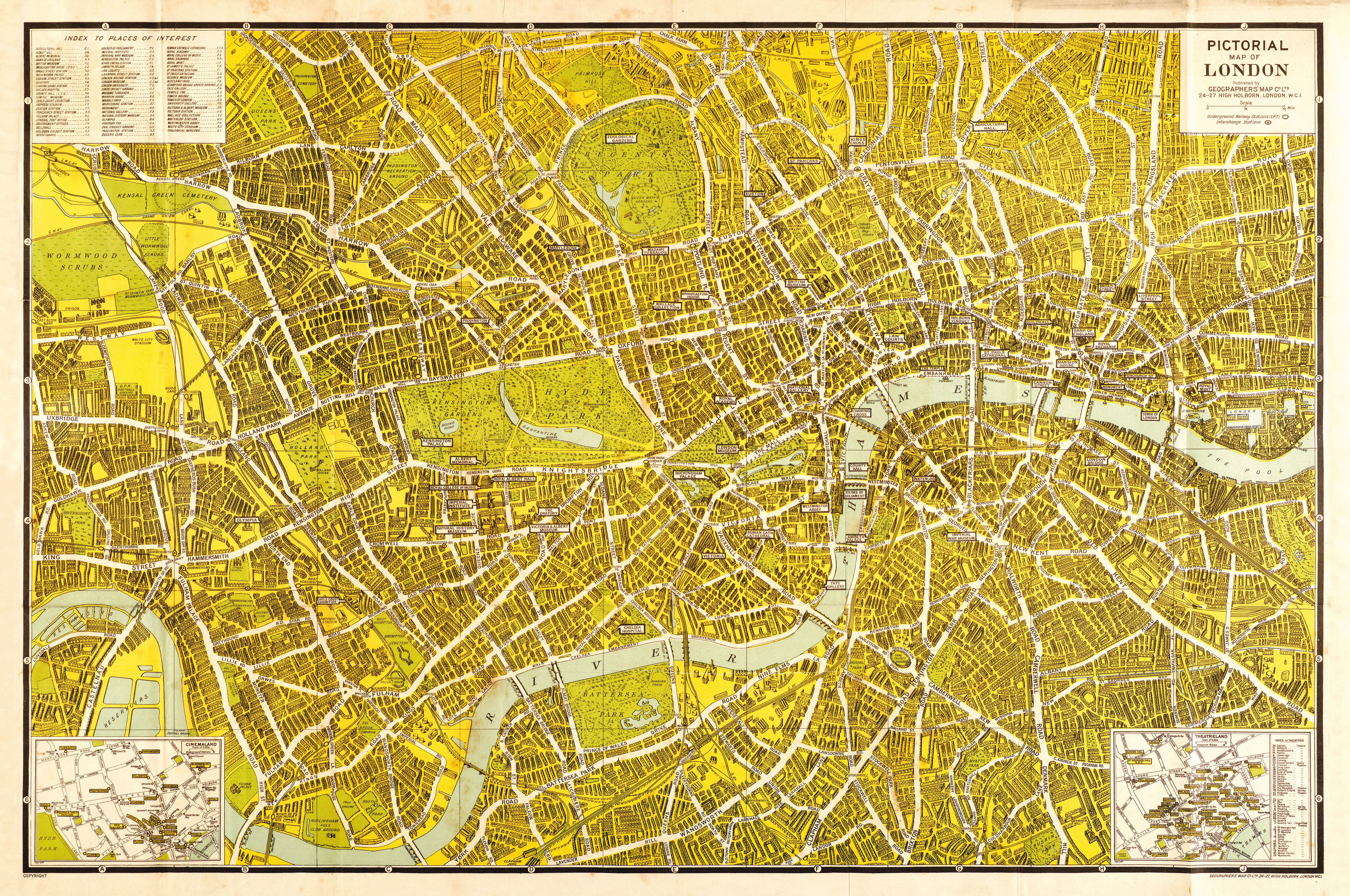 AZ01403_L_CANRL - A-Z Pictorial Canvas Map Central London 1938