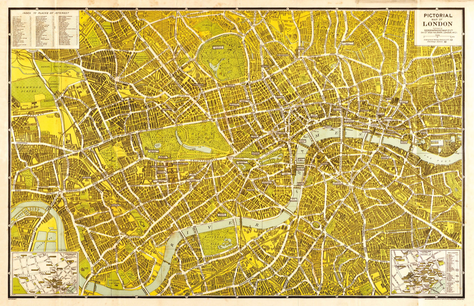 AZ01403_M_CANRL - A-Z Pictorial Canvas Map Central London 1938