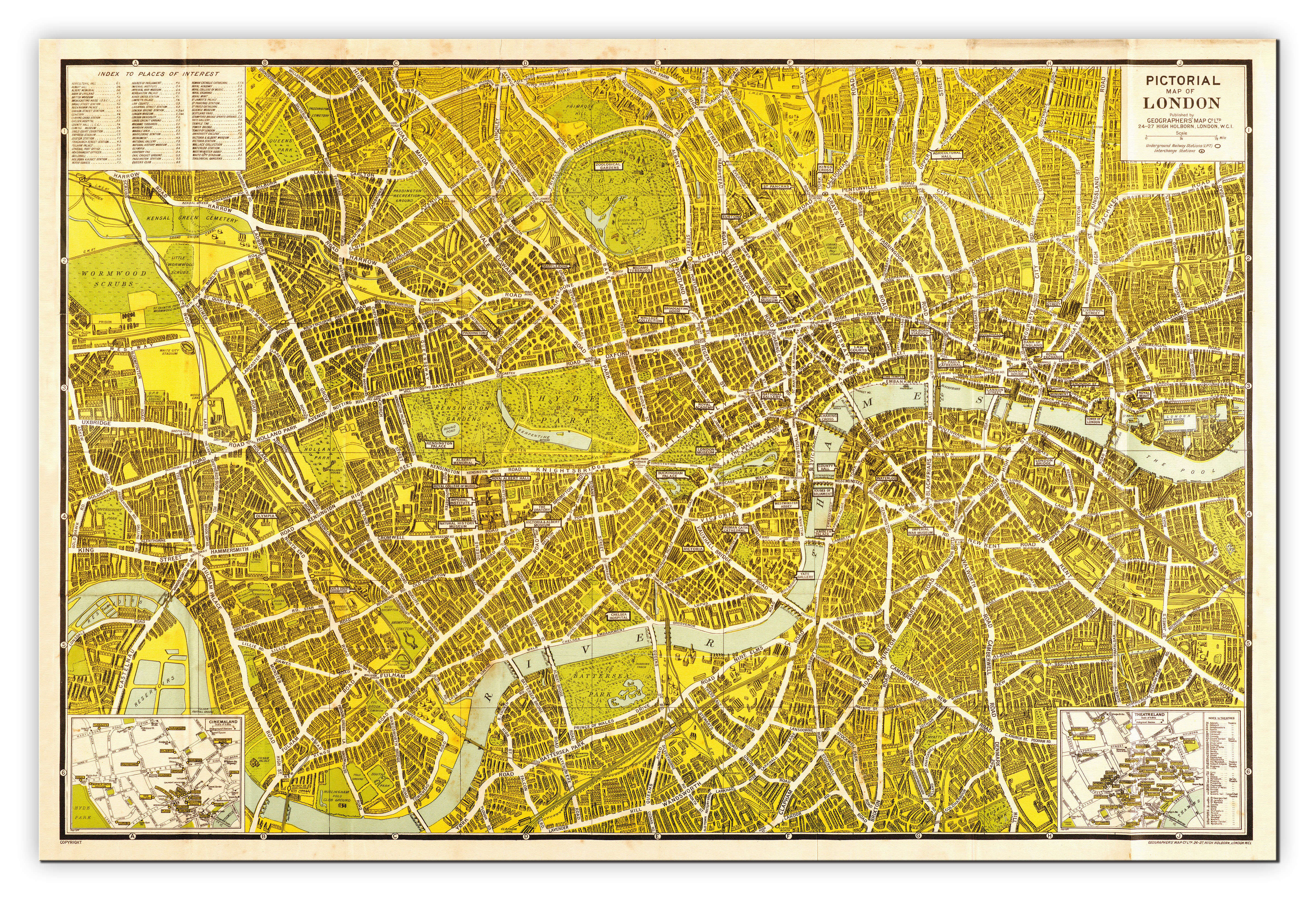 AZ01403_L_CANVA - A-Z Pictorial Canvas Map Central London 1938