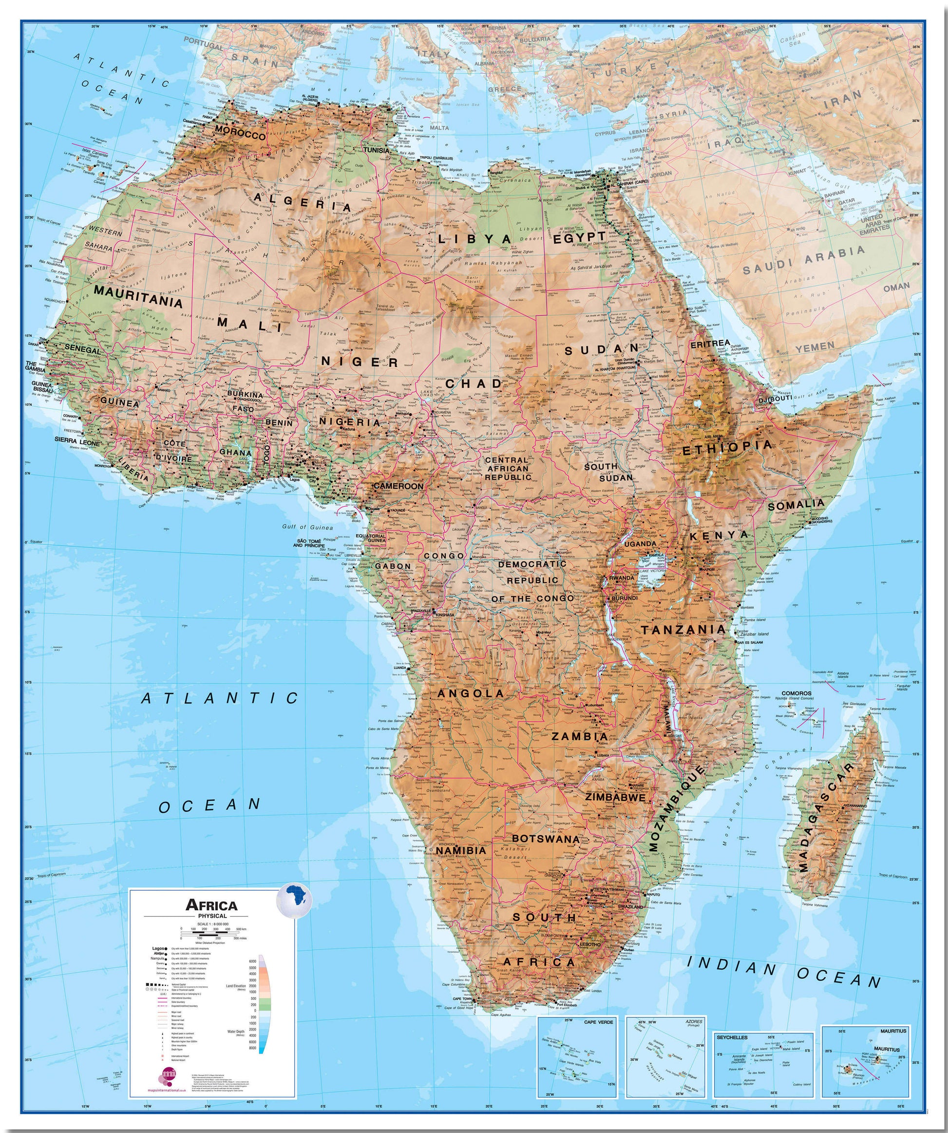 CT00406_L_LMBRD - Africa Wall Map Physical