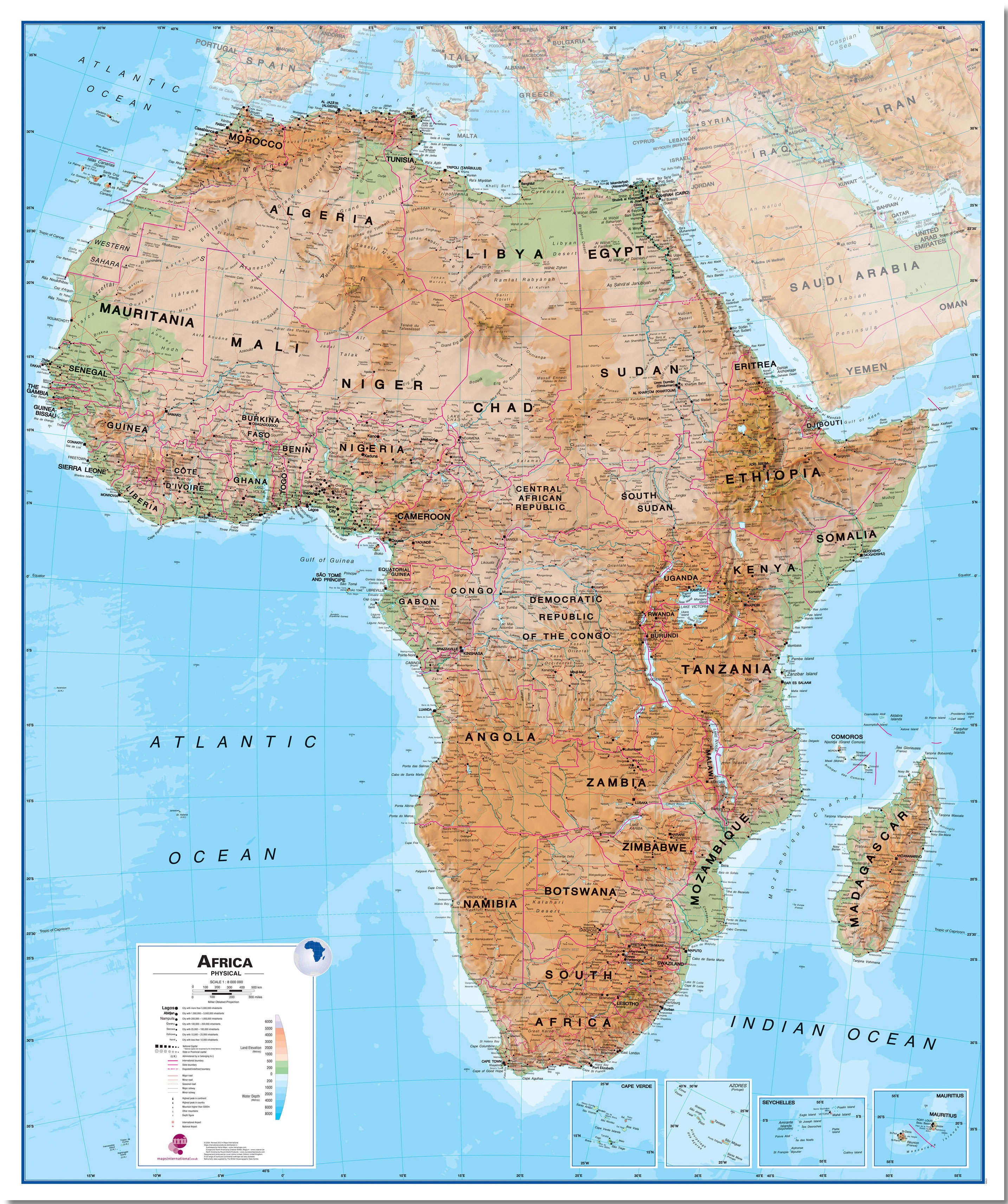 CT00406_L_LMBRD - Africa Wall Map Physical