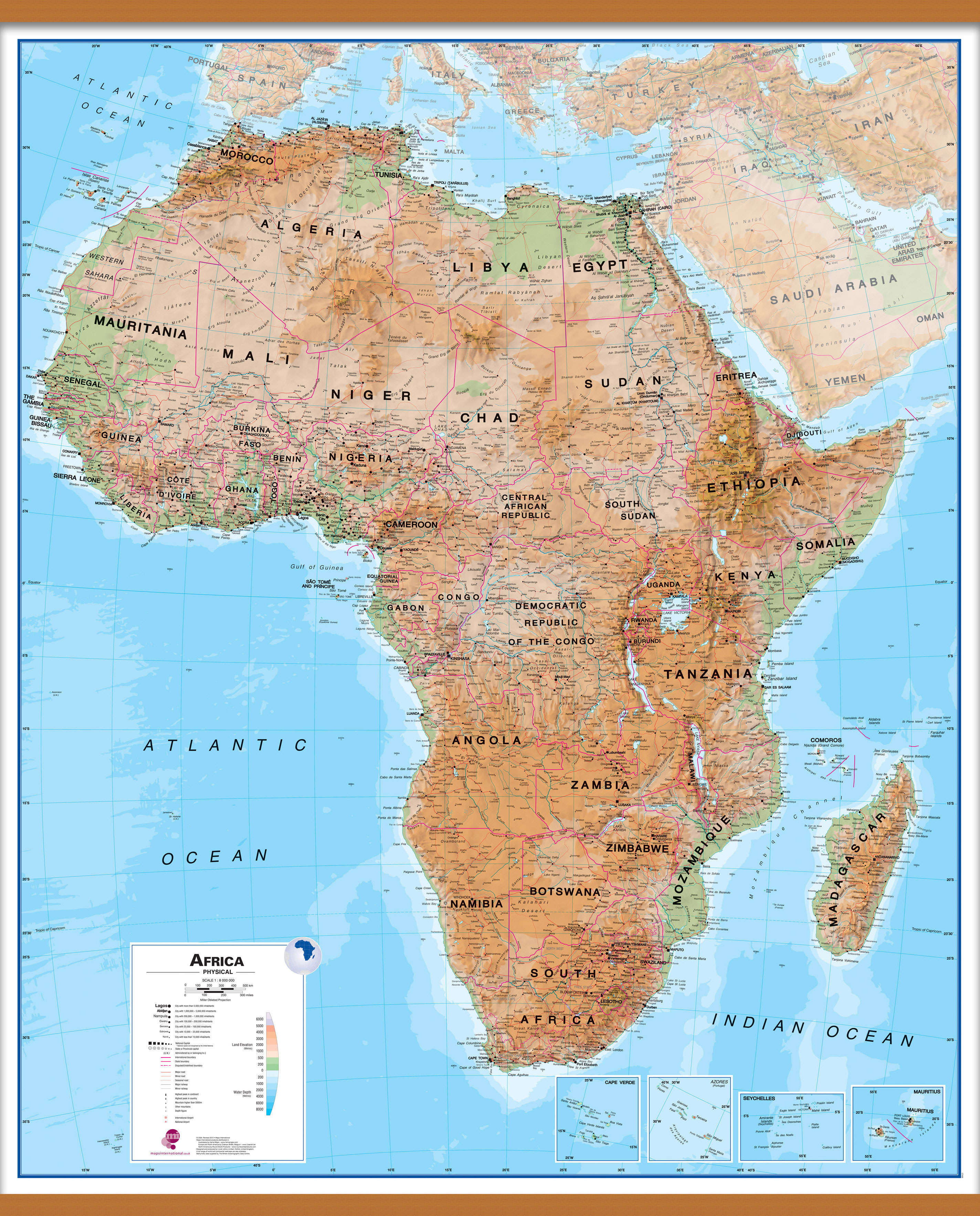 CT00406_L_LWDHB - Africa Wall Map Physical