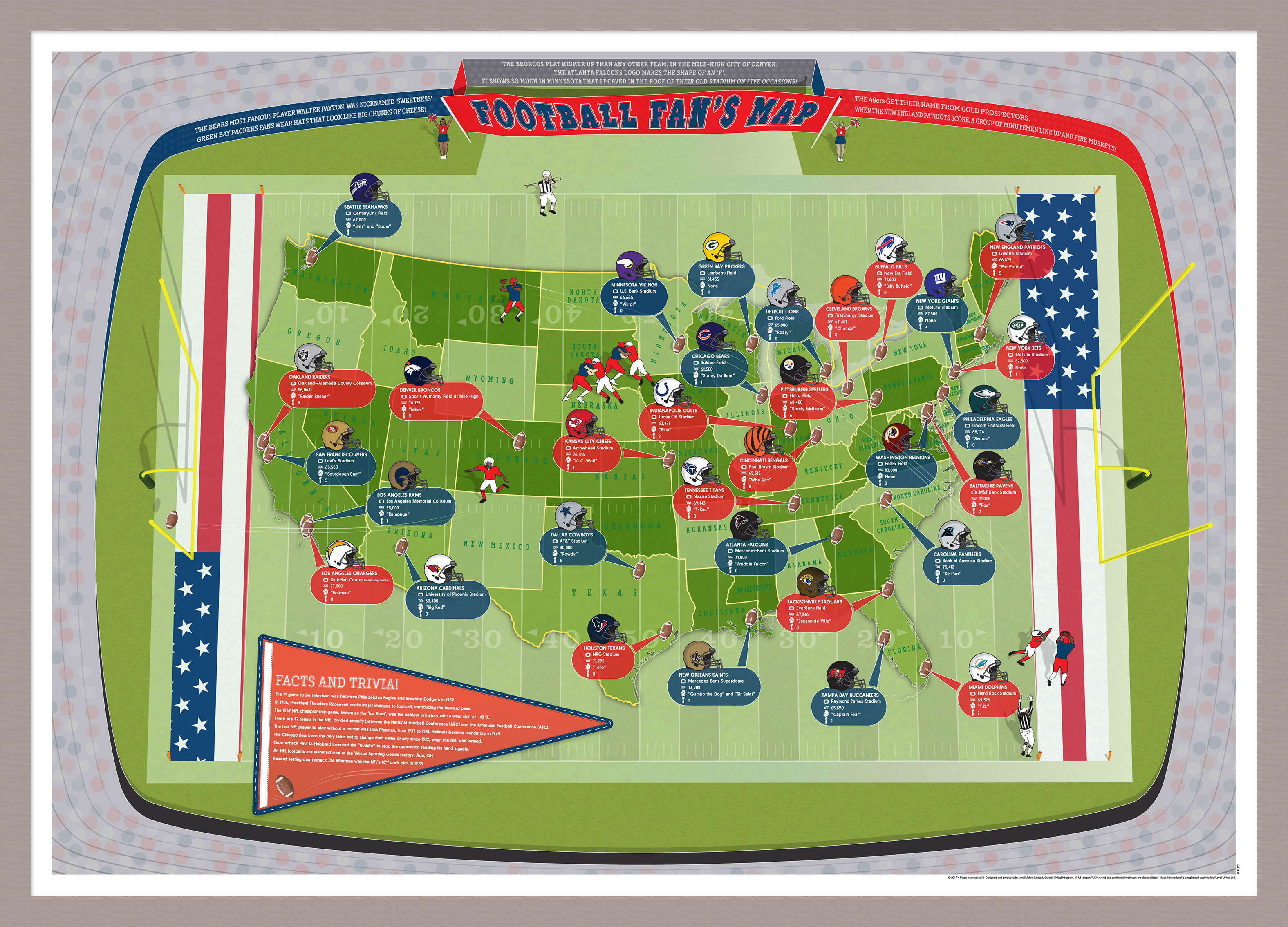 CM01617_M_PINAL - American Football Stadiums Map