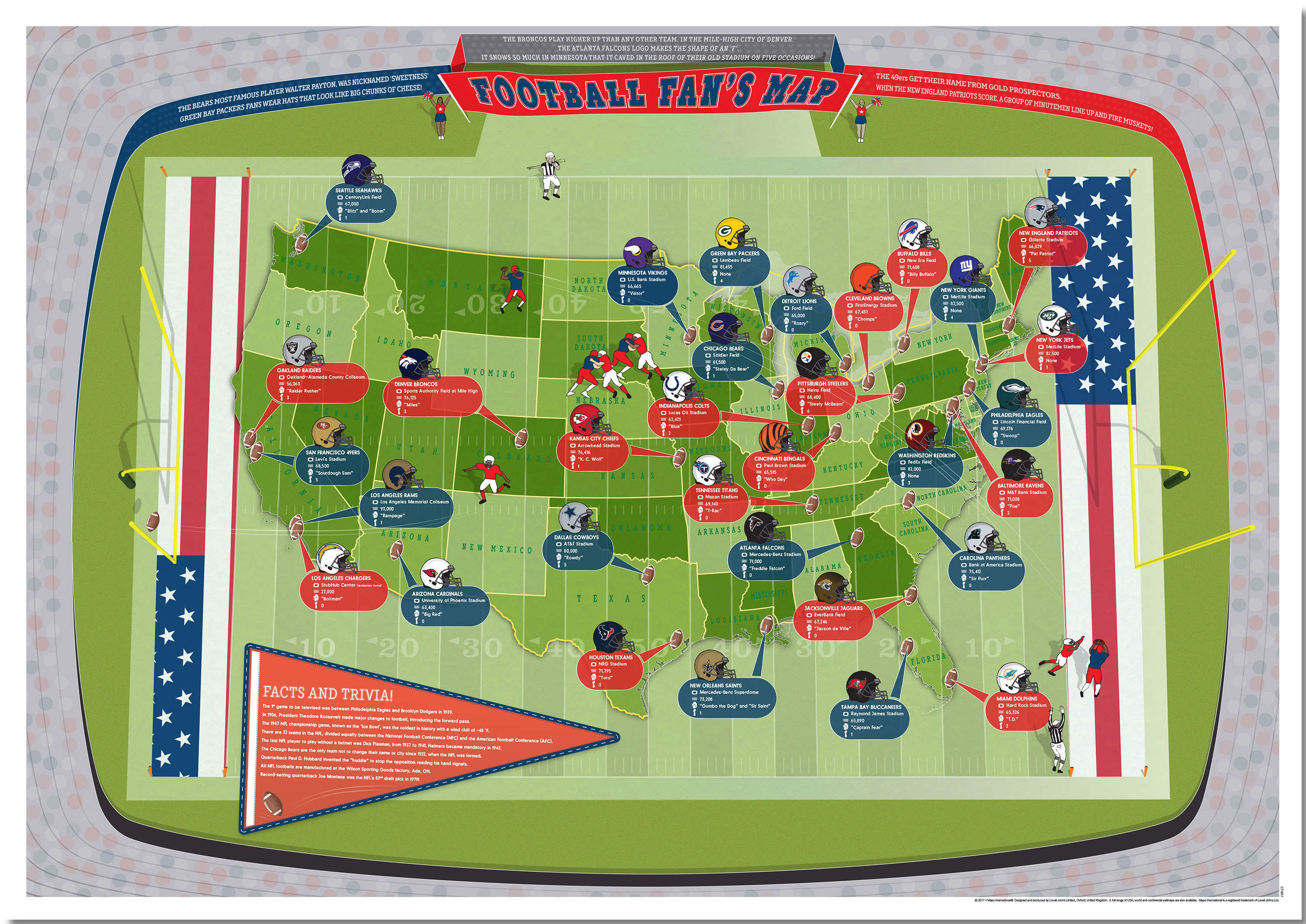 CM01617_M_PNBRD - American Football Stadiums Map
