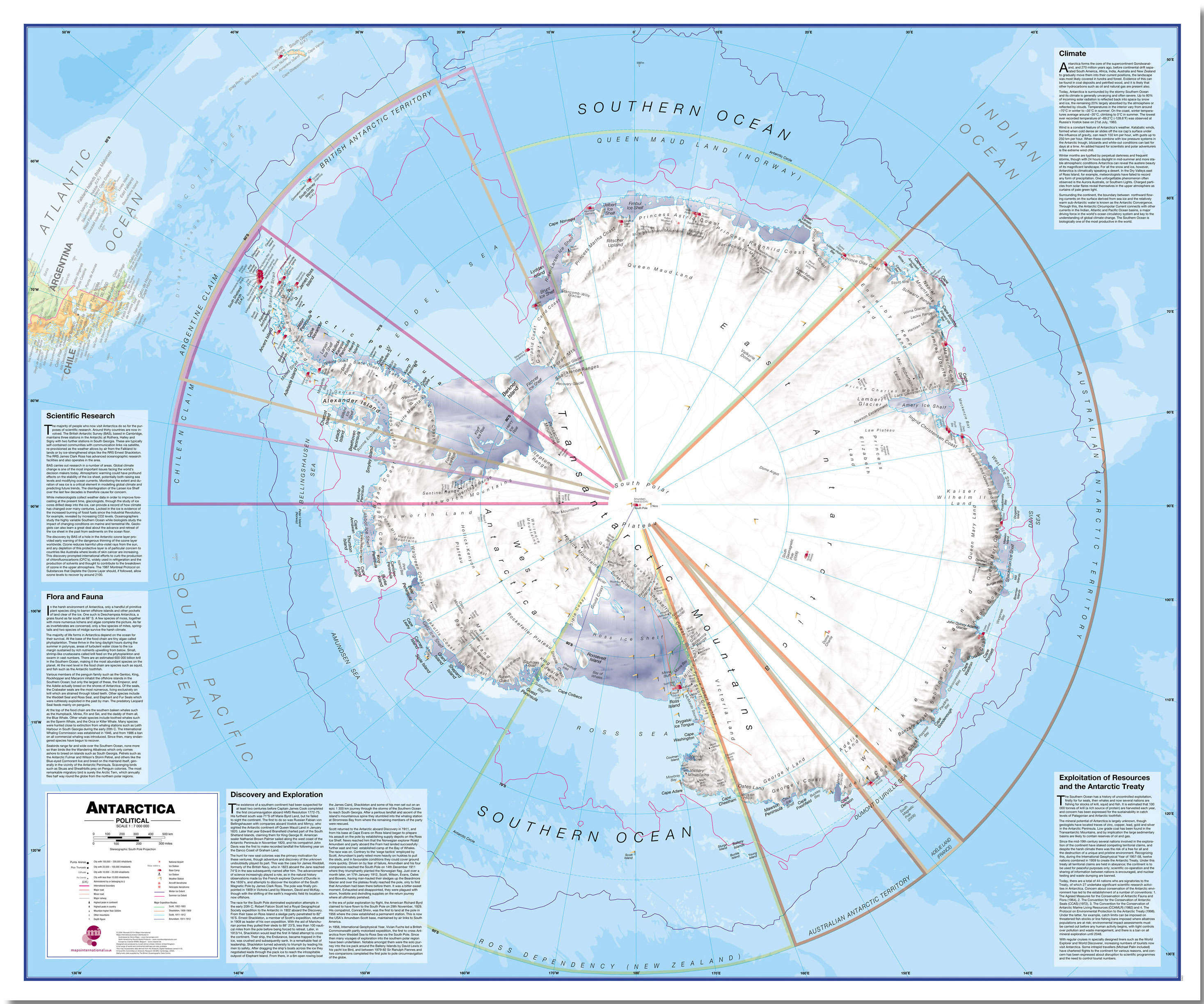 CT00015_L_LMBRD - Antarctica Wall Map Political