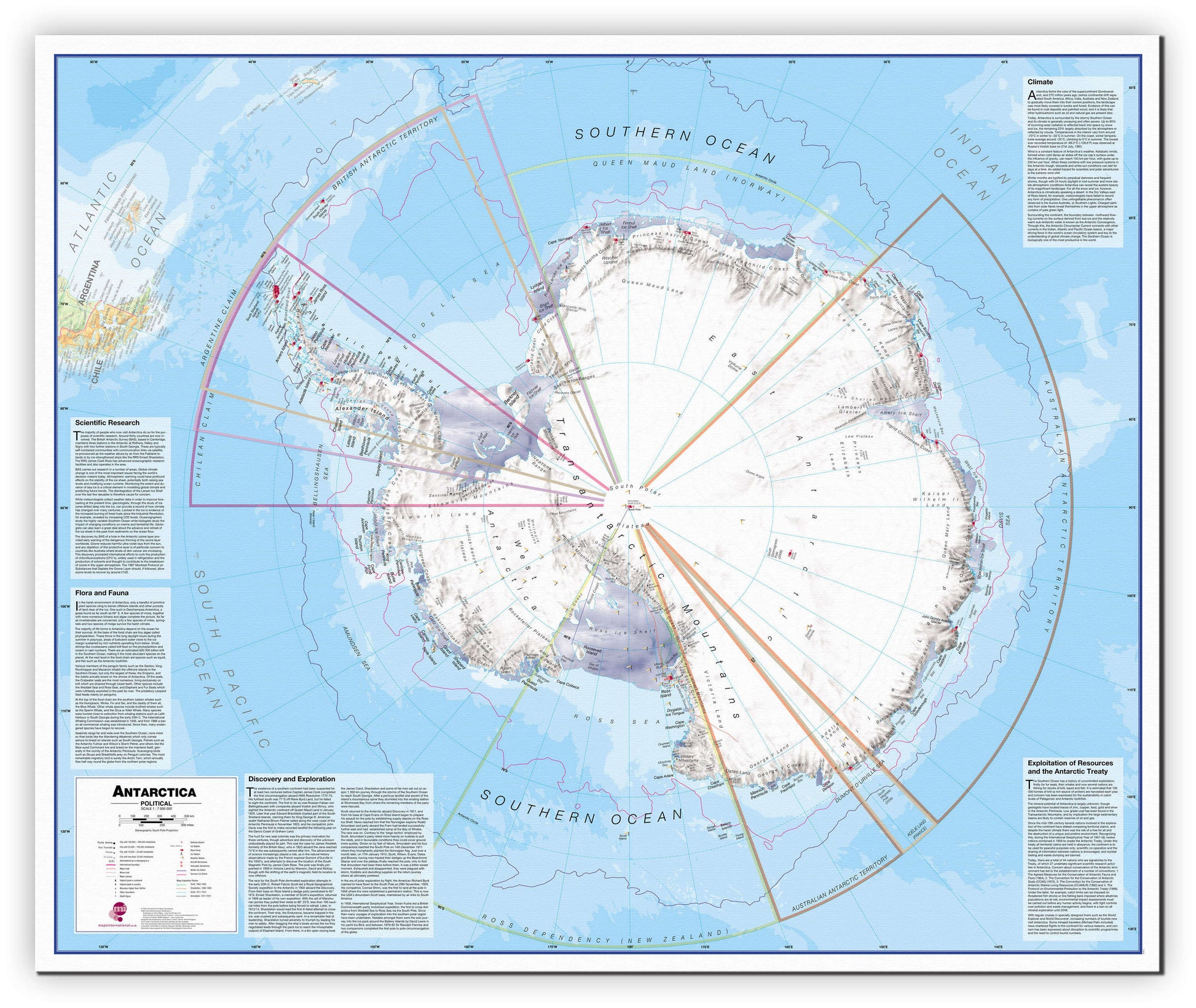 CT00015_L_CANVA - Antarctica Wall Map Political