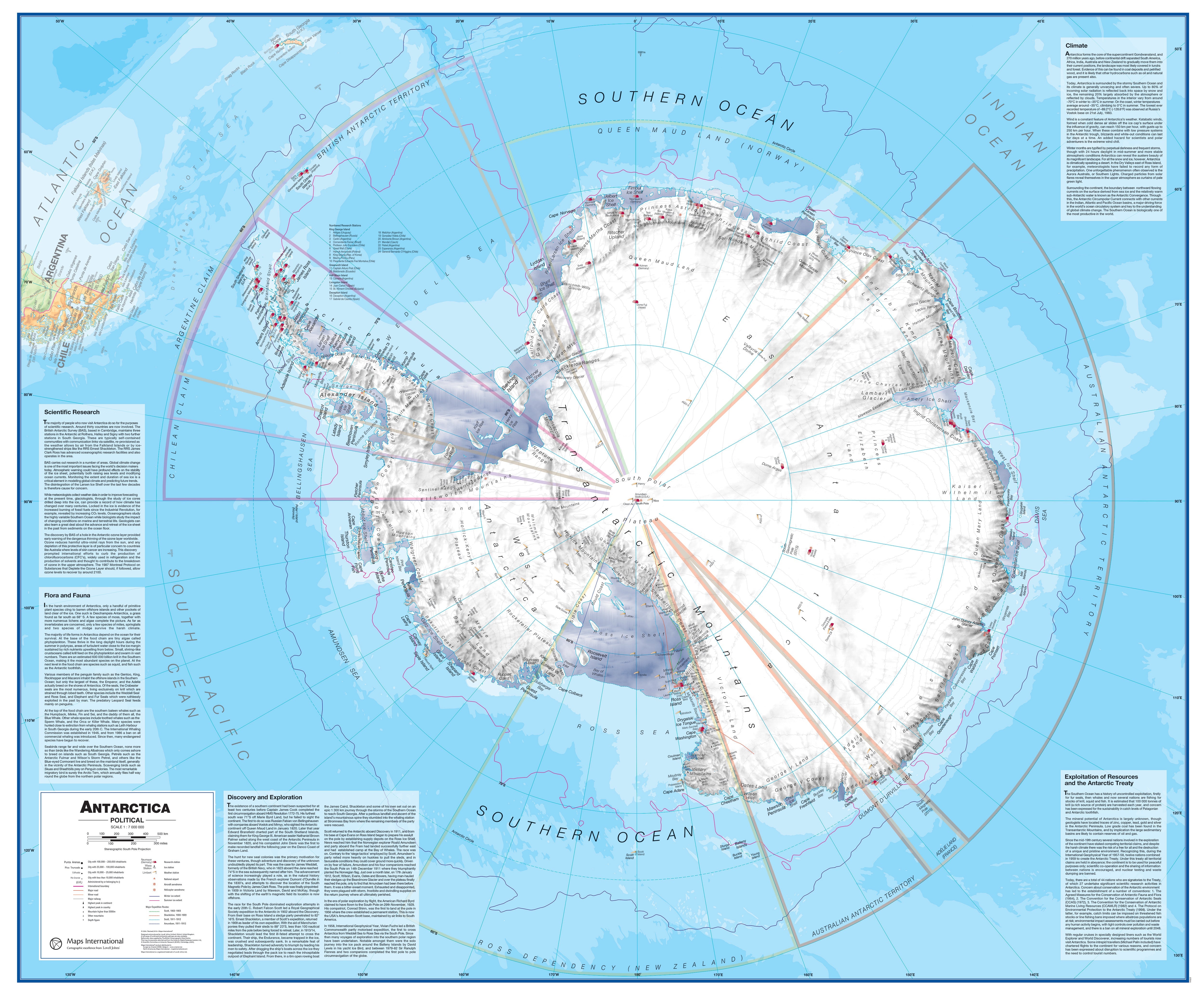 CT00015_H_PAPER - Antarctica Wall Map Political