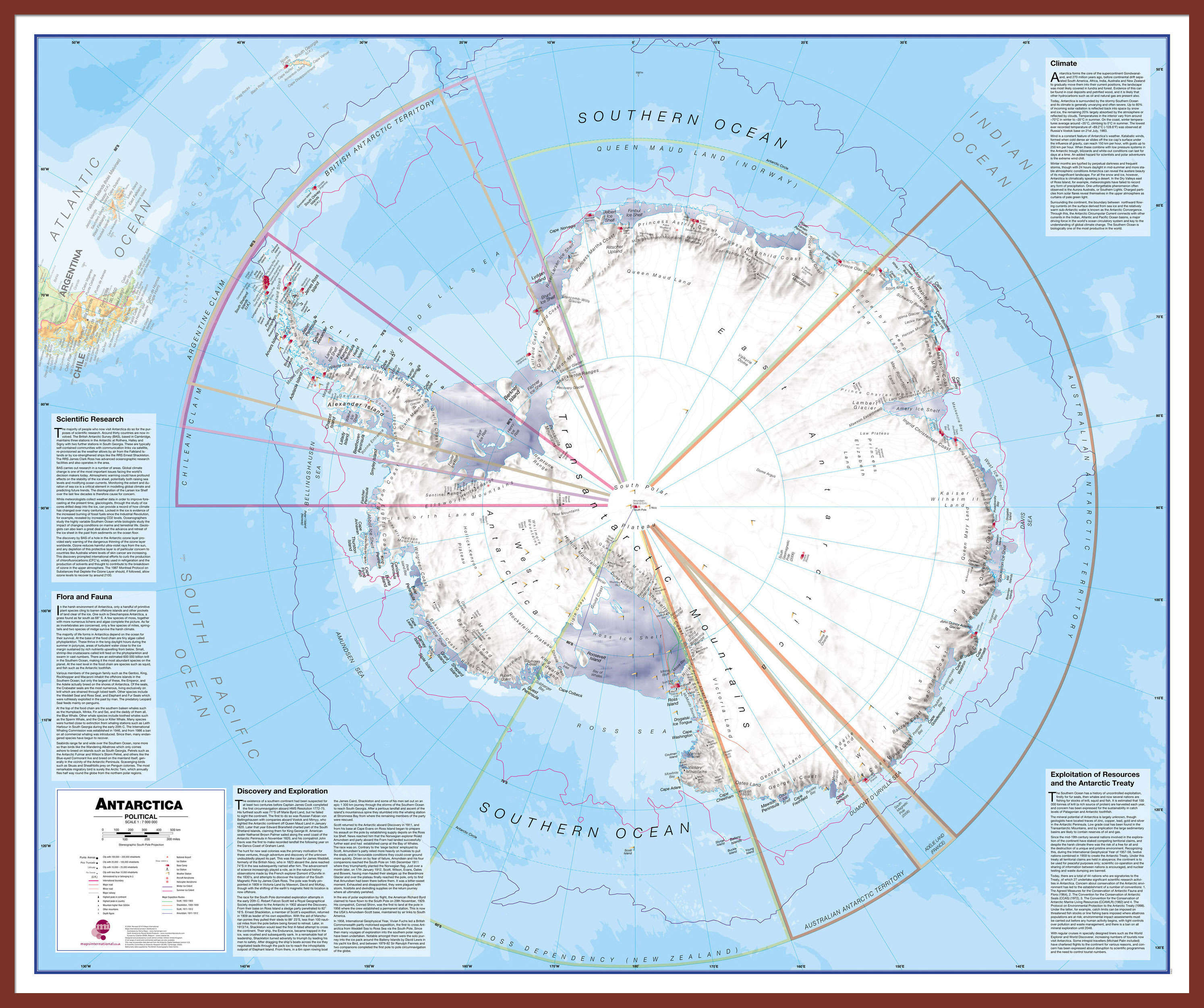 CT00015_L_LBDOK - Antarctica Wall Map Political