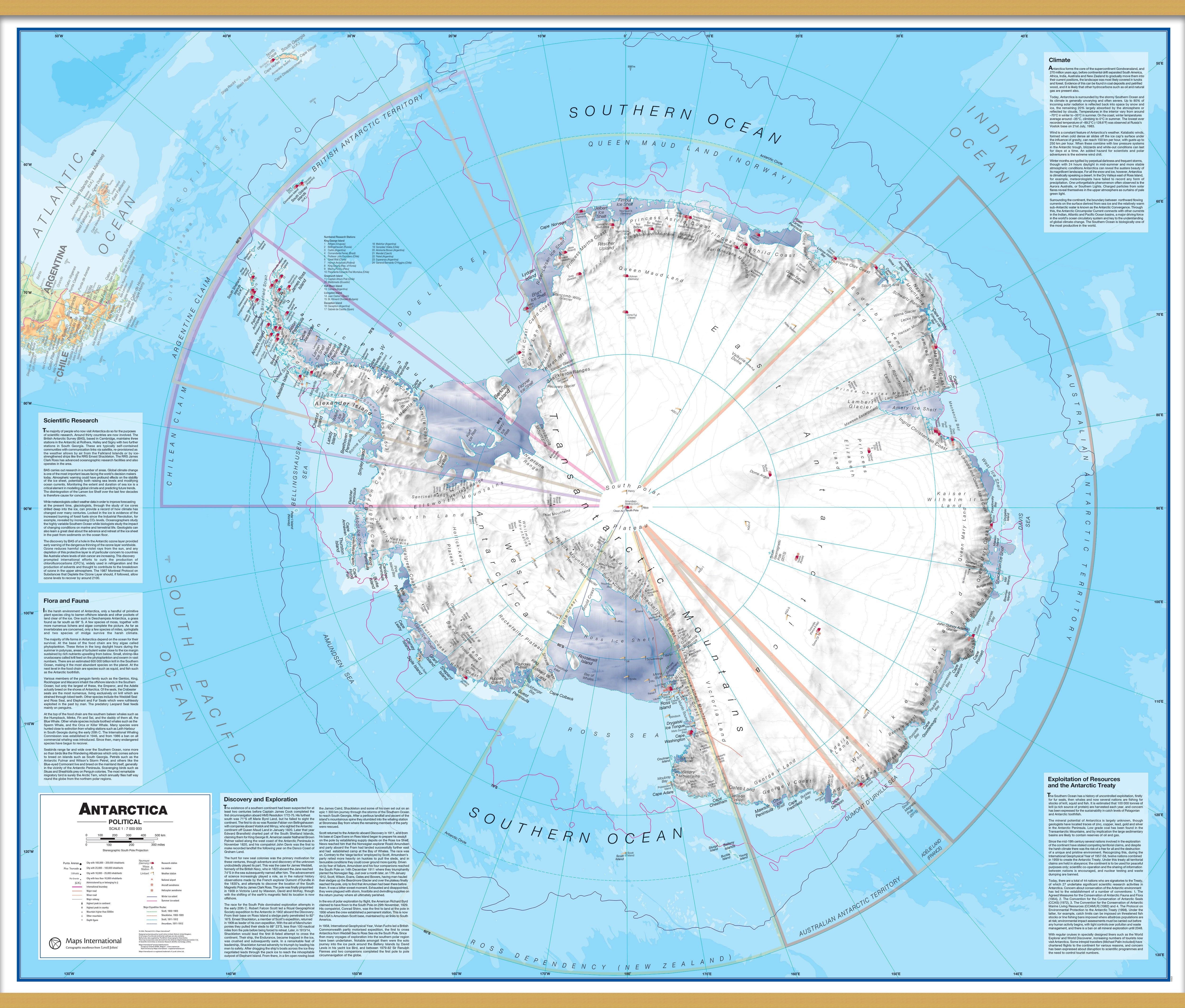 CT00015_L_LWDHB - Antarctica Wall Map Political