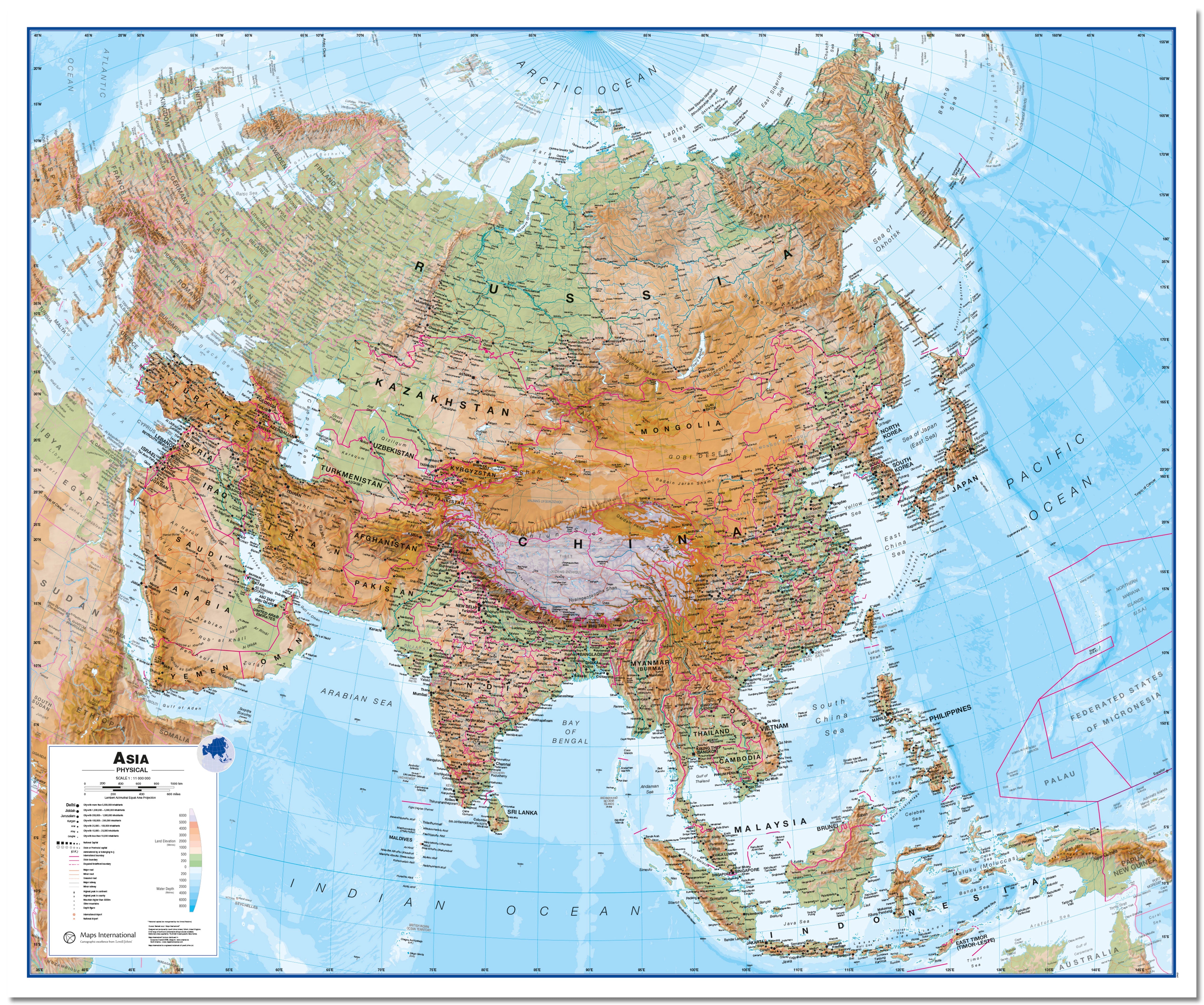 CT00407_H_LMBRD - Asia Wall Map Physical