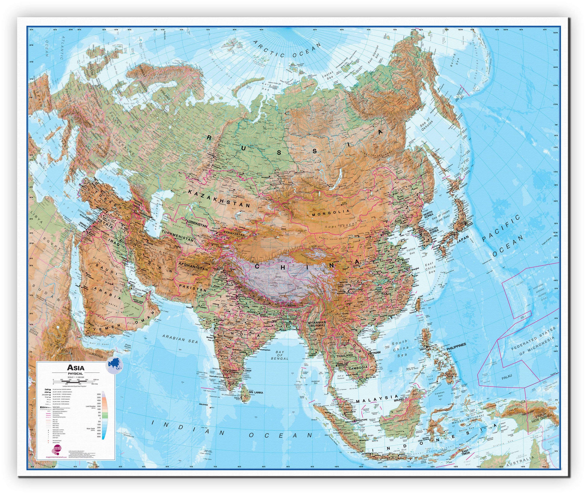 CT00407_L_CANVA - Asia Wall Map Physical