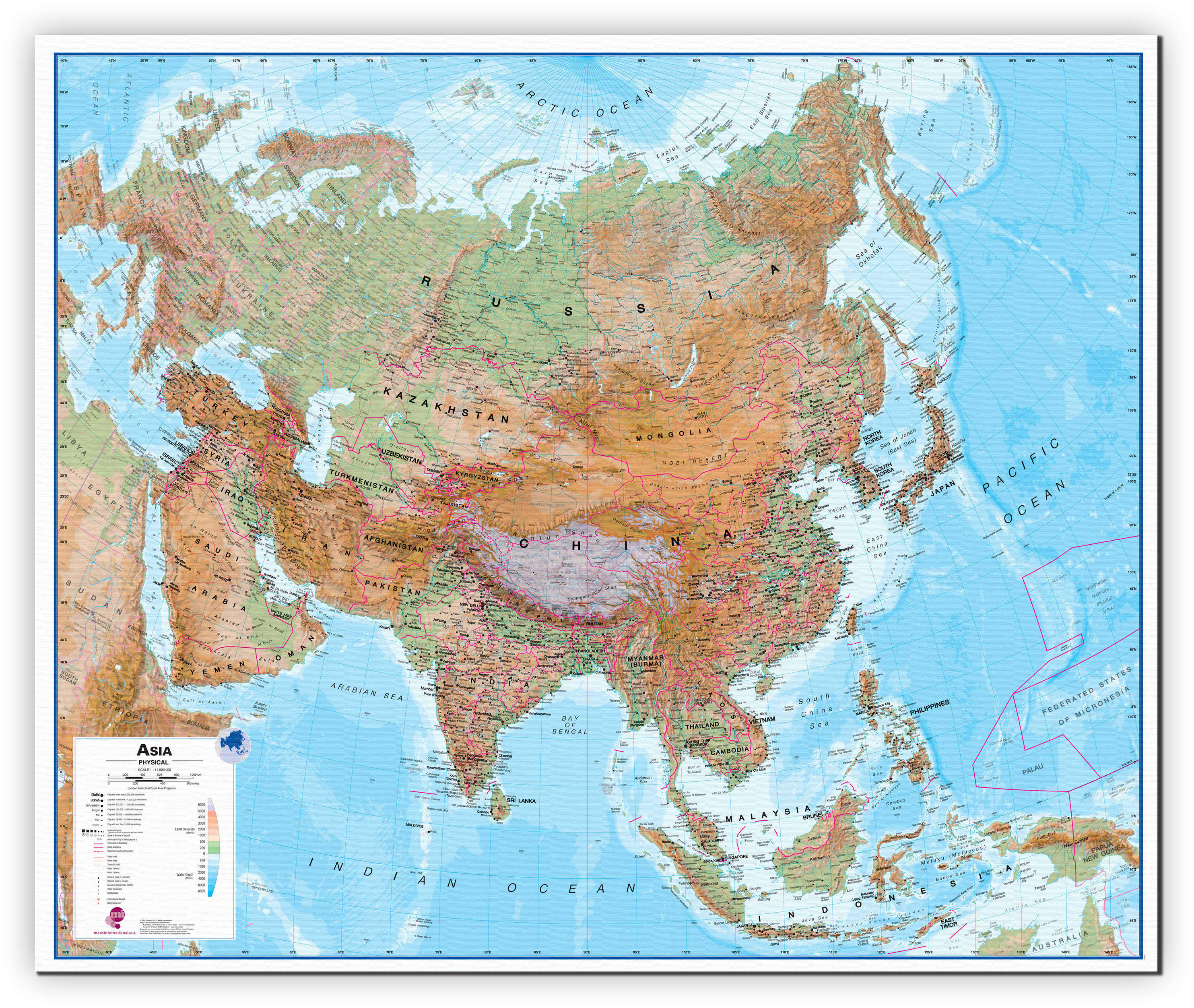 CT00407_L_CANVA - Asia Wall Map Physical