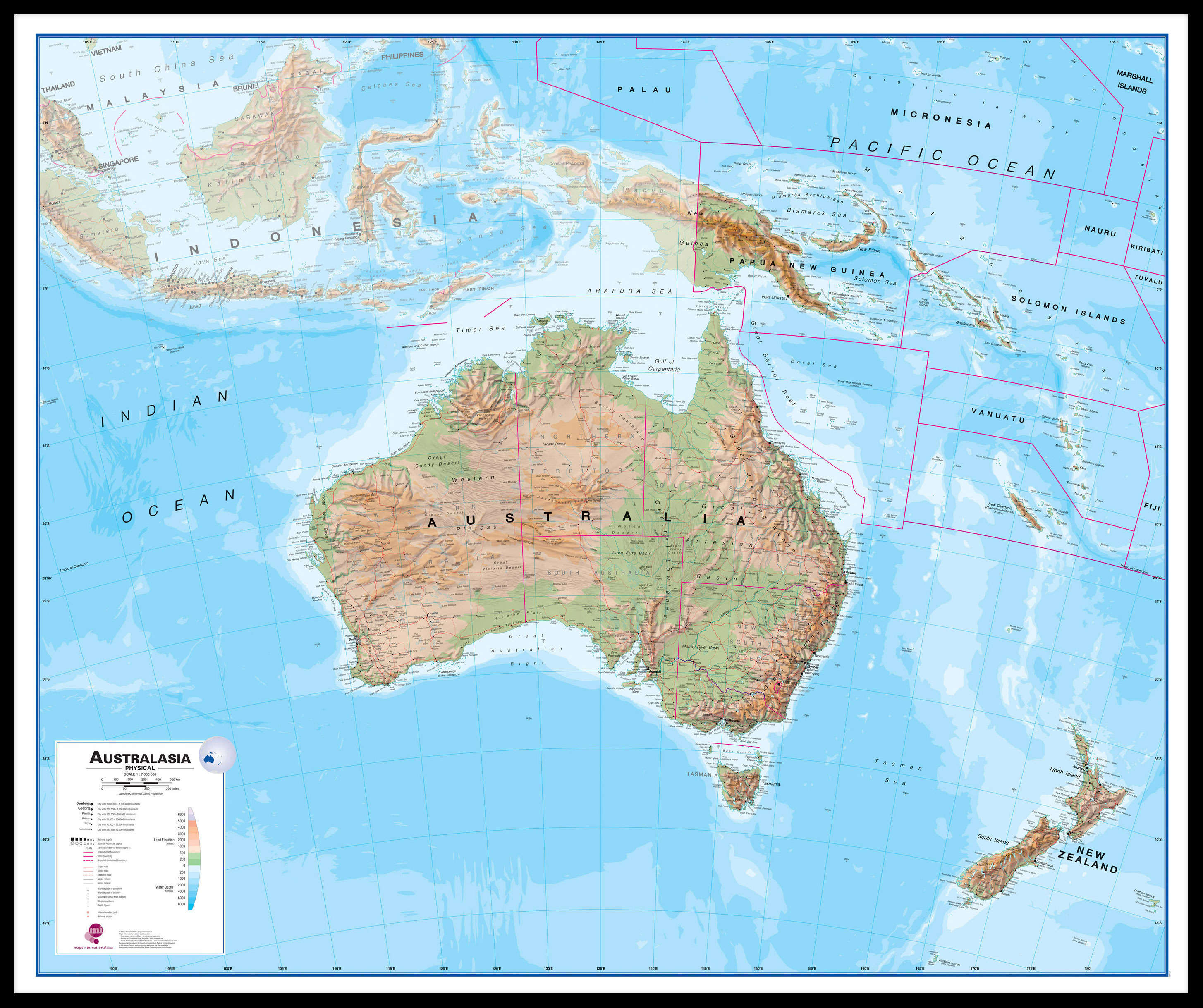 CT00408_H_LBDBL - Australasia Wall Map Physical
