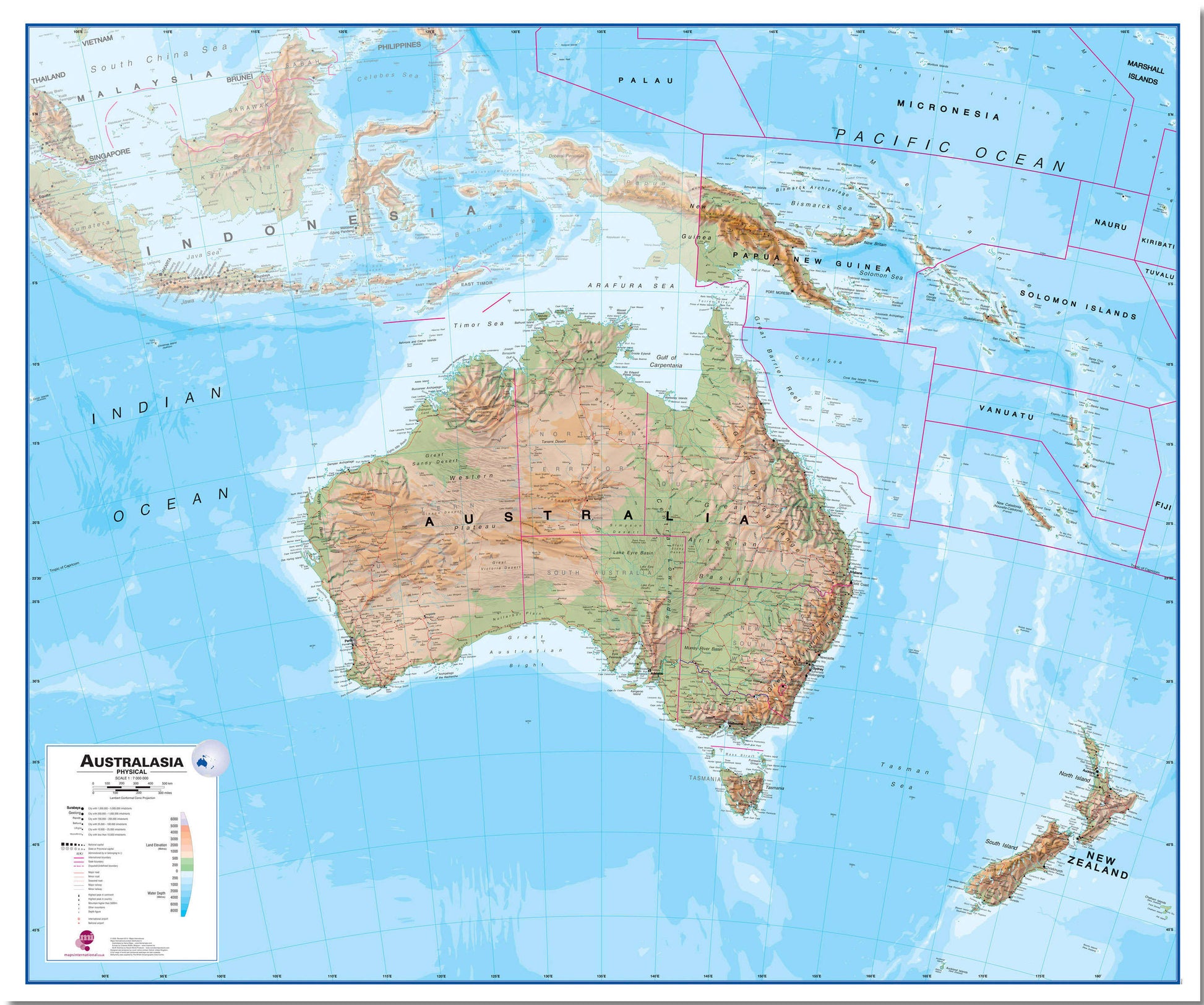 CT00408_H_LMBRD - Australasia Wall Map Physical