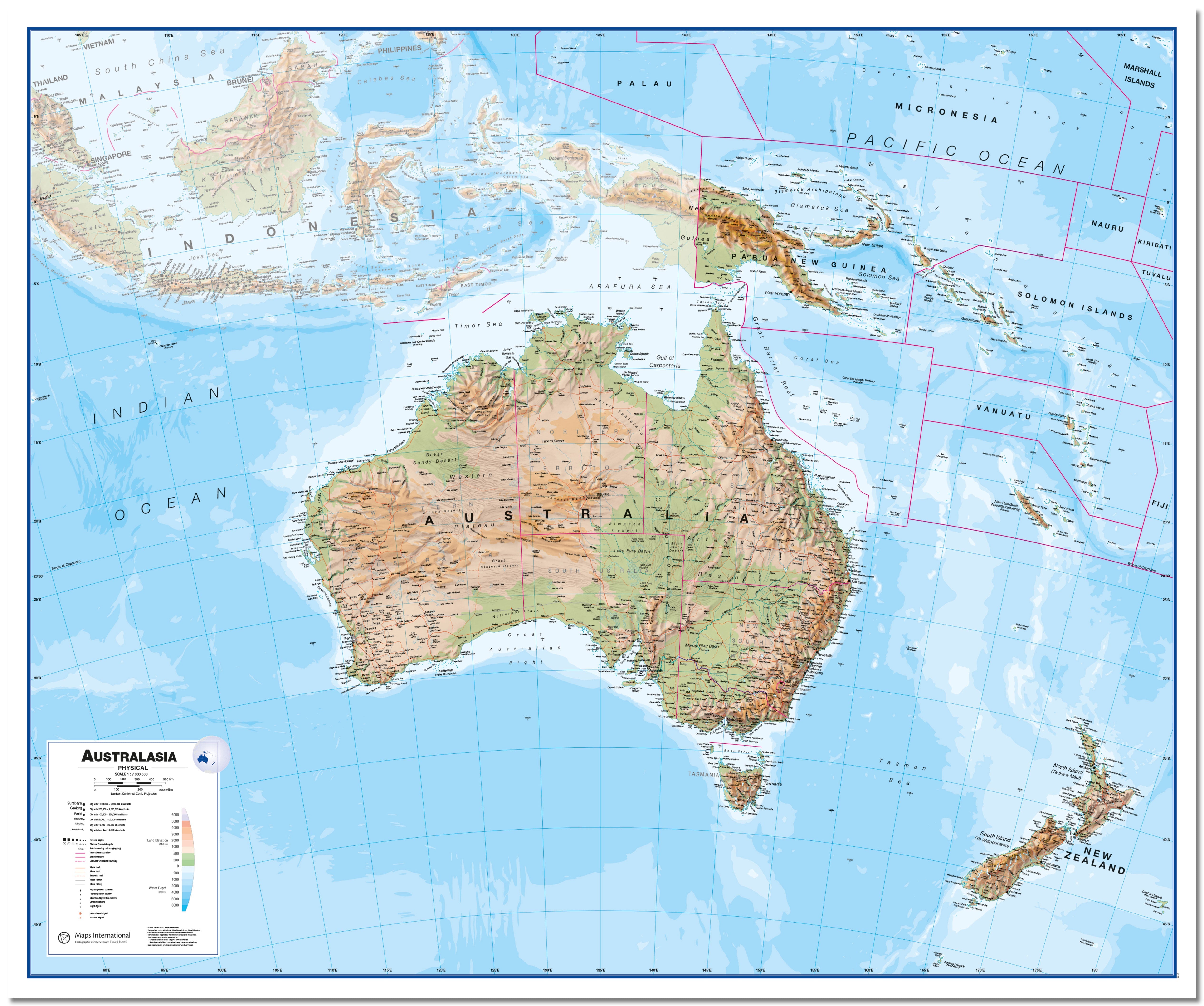 CT00408_H_LMBRD - Australasia Wall Map Physical