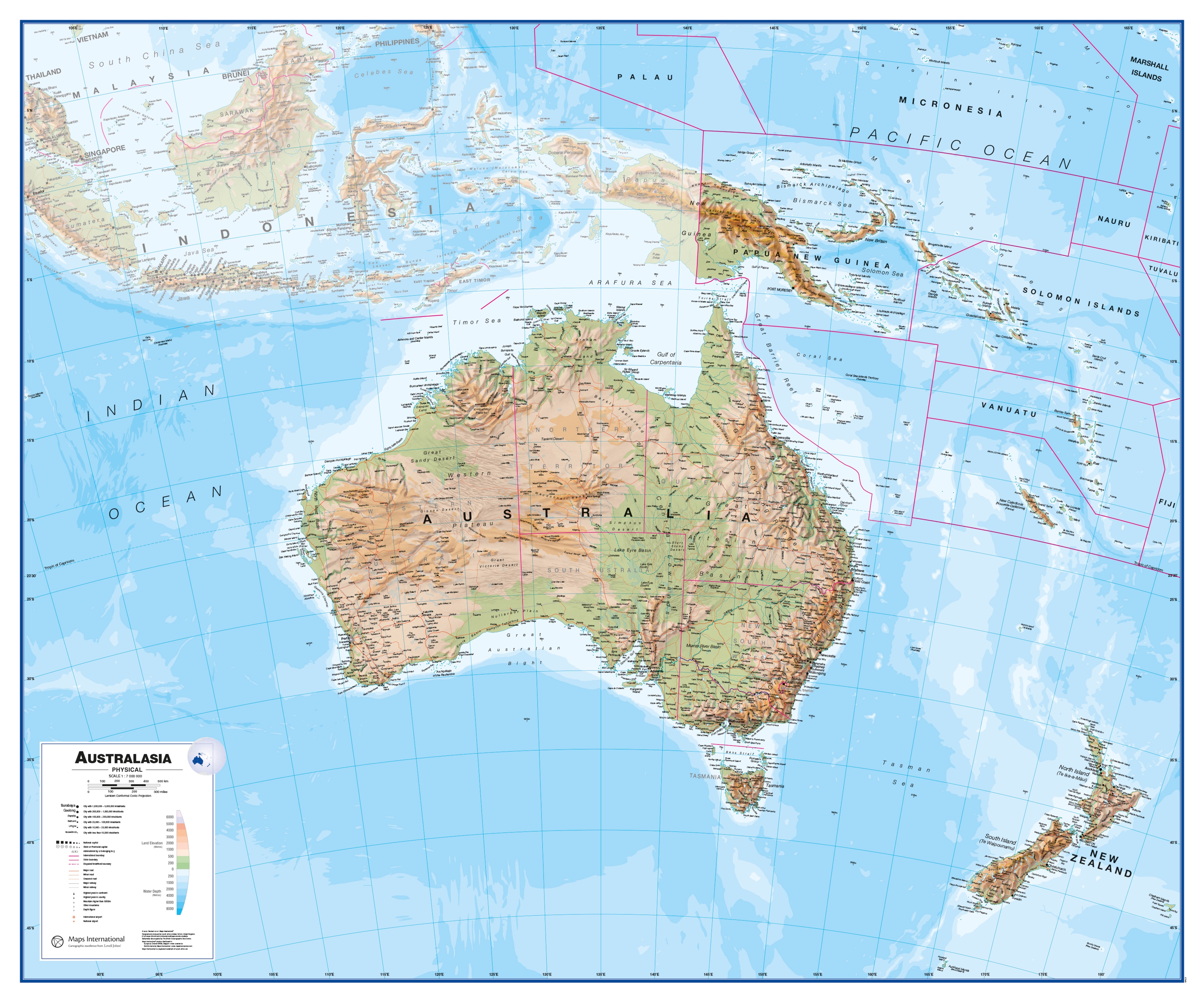 CT00408_L_LAMIN - Australasia Wall Map Physical