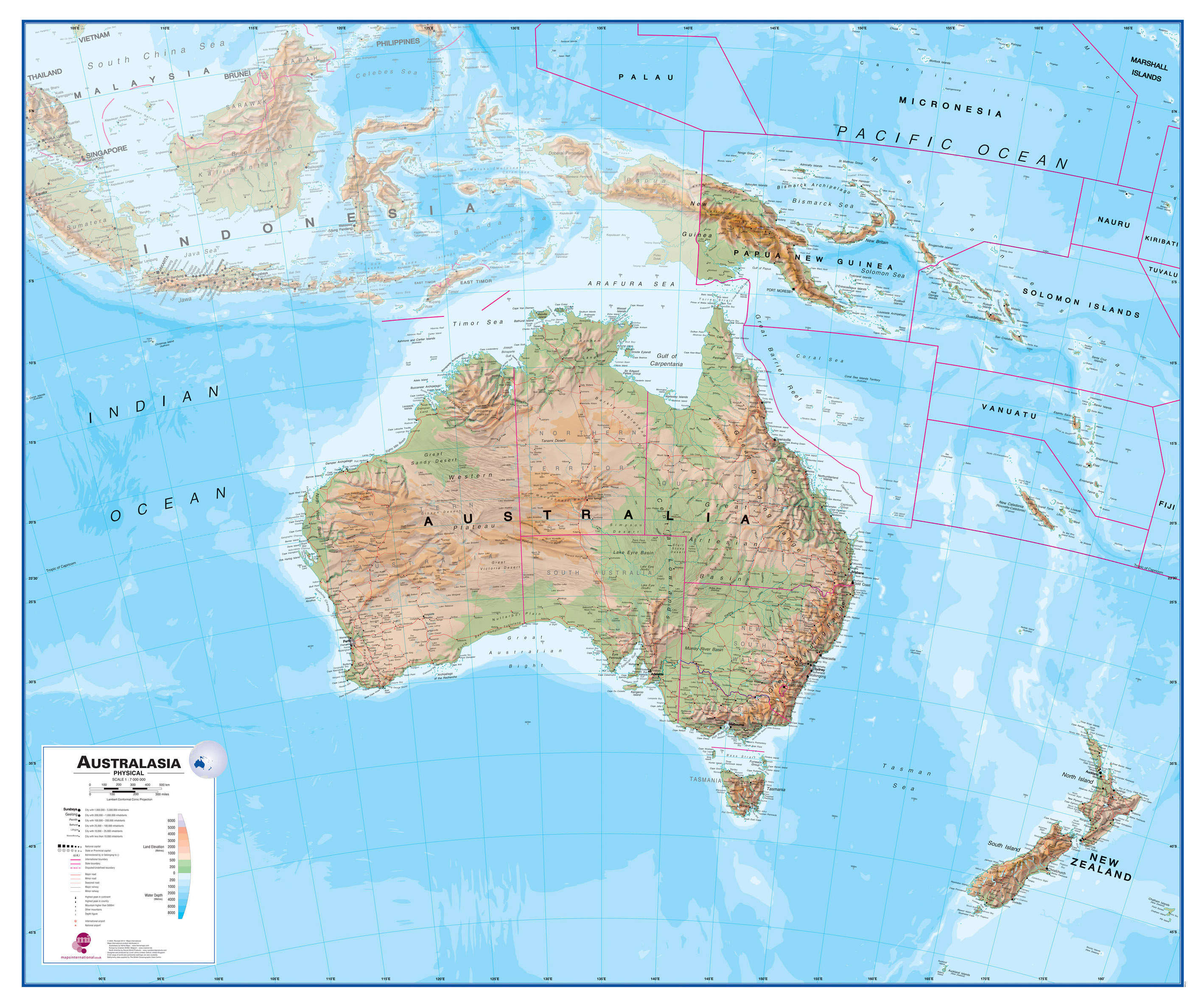 CT00408_H_LAMIN - Australasia Wall Map Physical