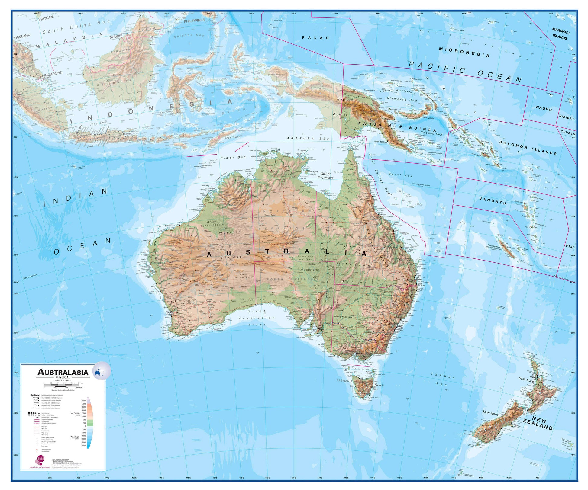 CT00408_H_PAPER - Australasia Wall Map Physical