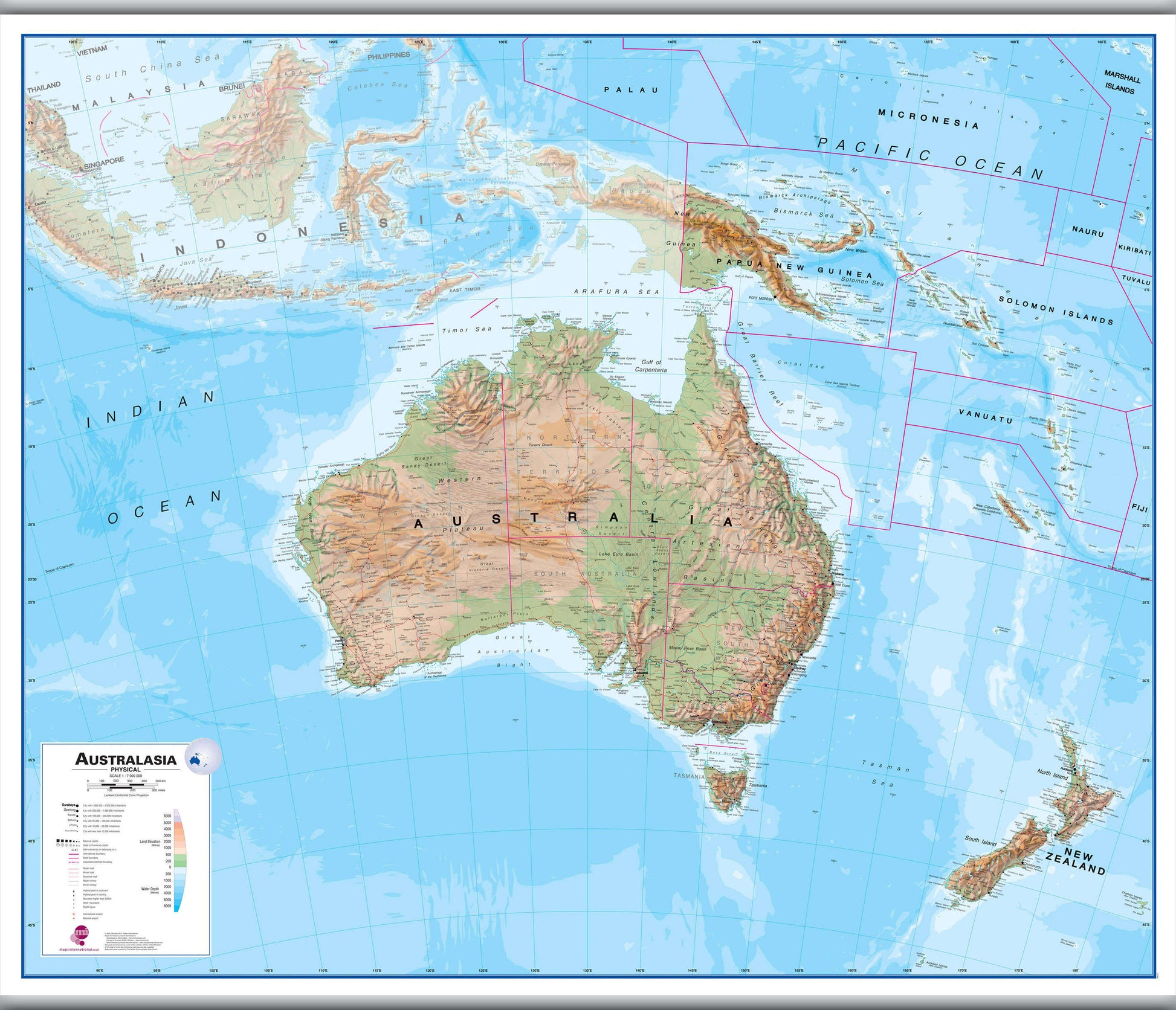 CT00408_L_LAMHB - Australasia Wall Map Physical