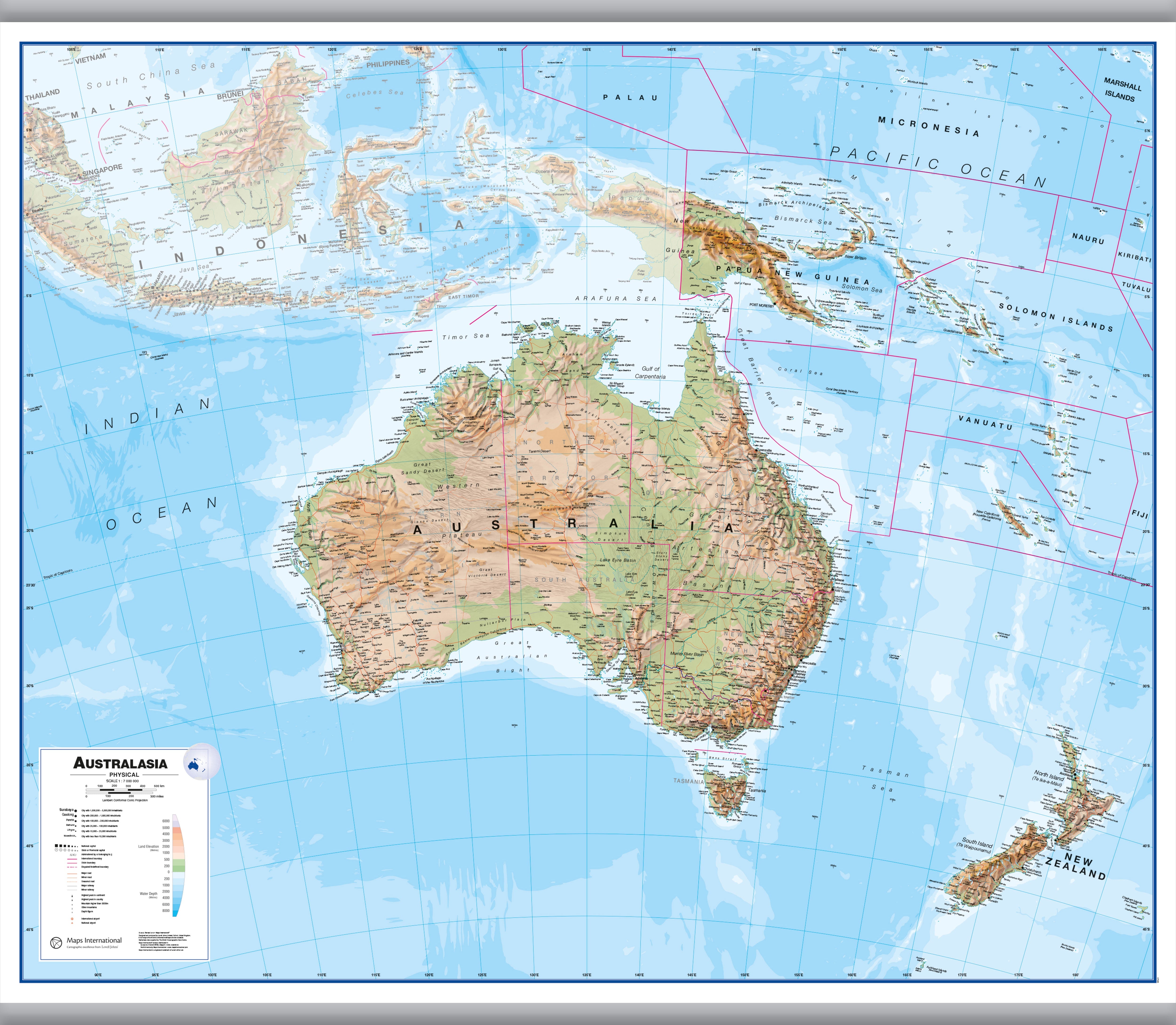 CT00408_L_LAMHB - Australasia Wall Map Physical