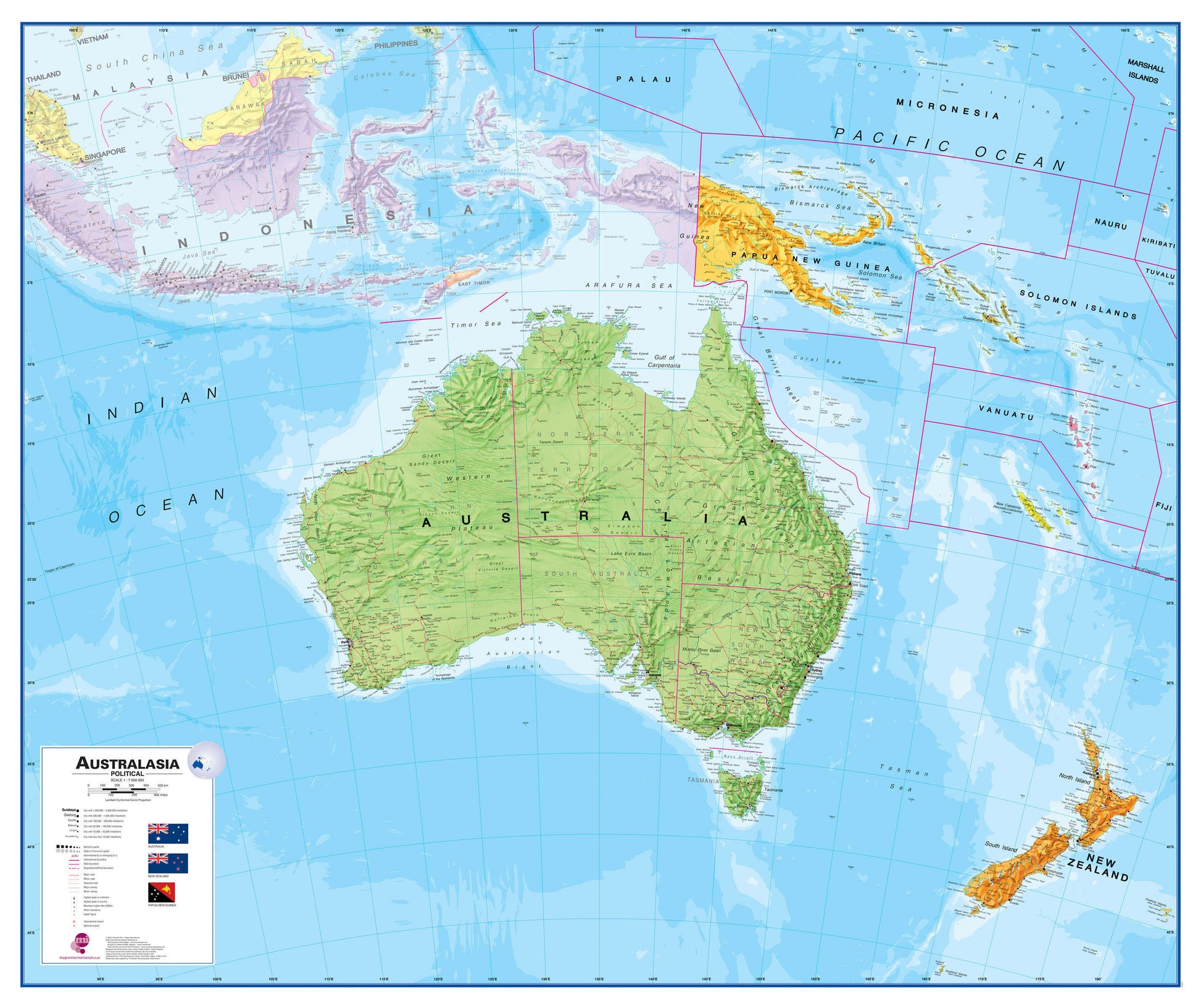 CT00017_H_LAMIN - Australasia Wall Map Political