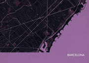 LS01559_S_MATTP - Barcelona City Street Map Print Mauve