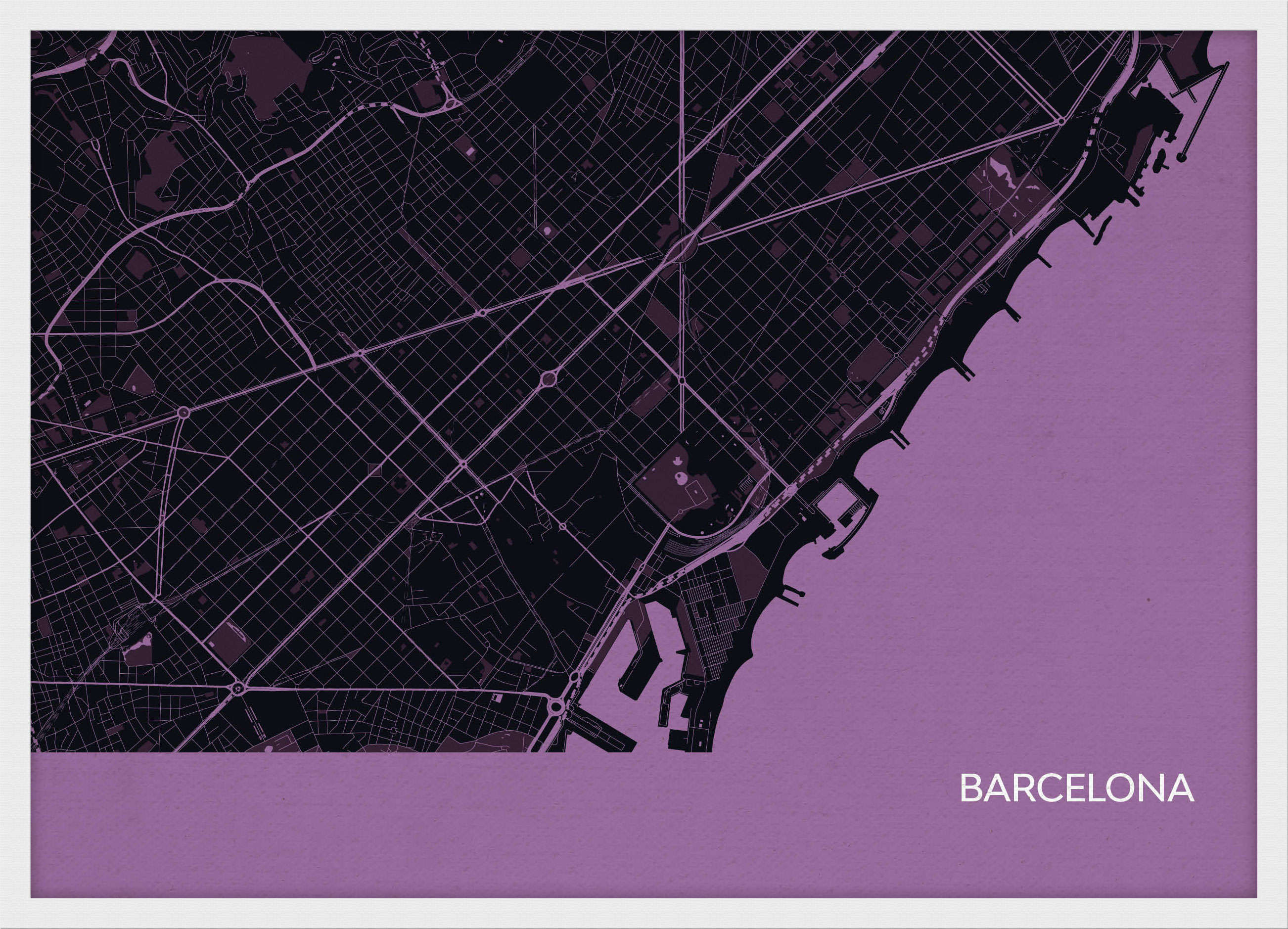 LS01559_3_WDWHI - Barcelona City Street Map Print Mauve