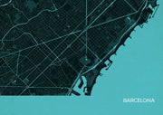LS01569_S_MATTP - Barcelona City Street Map Print Turquoise