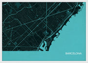 LS01569_S_WDWHI - Barcelona City Street Map Print Turquoise