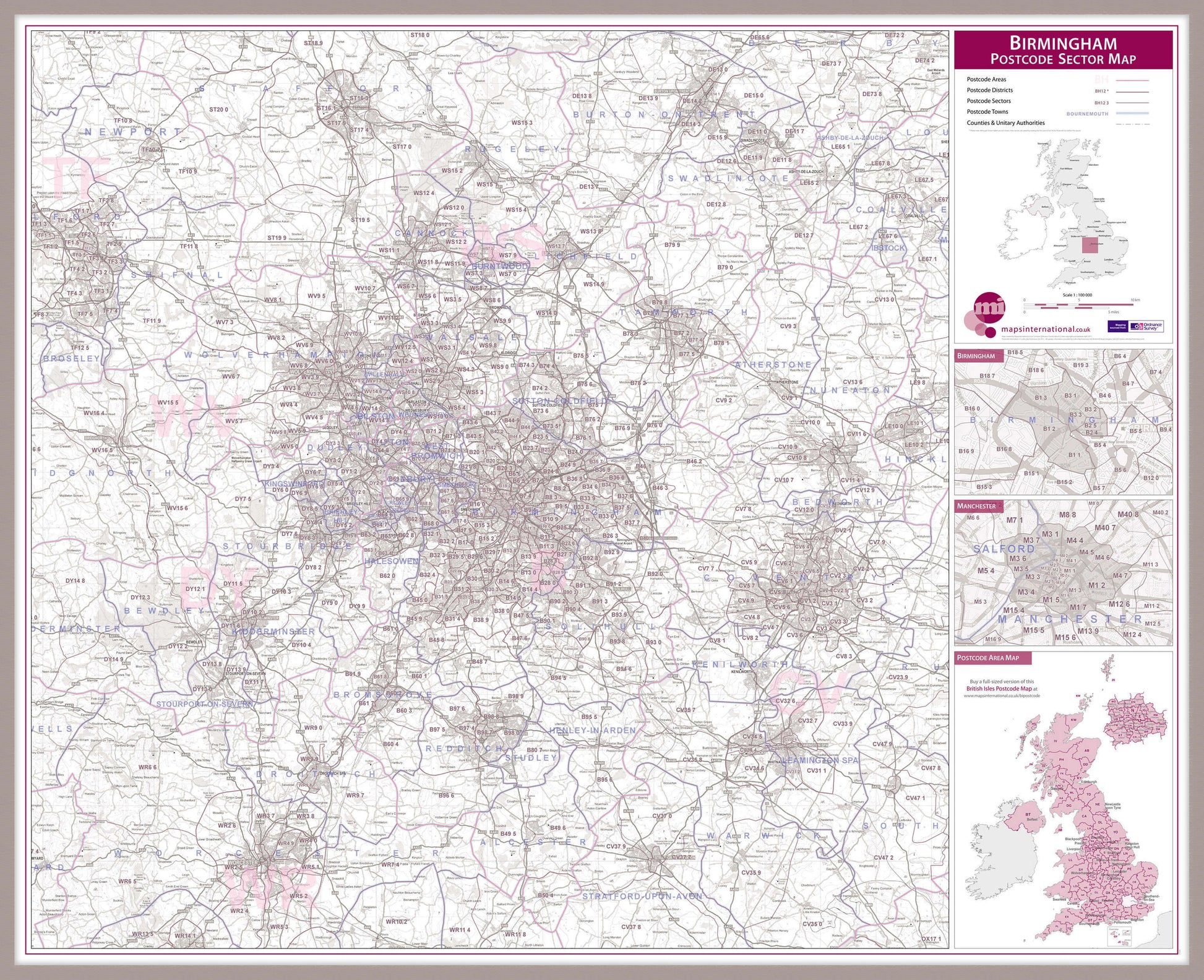 UK00761_L_LBDAL - Birmingham Postcode Sector Map
