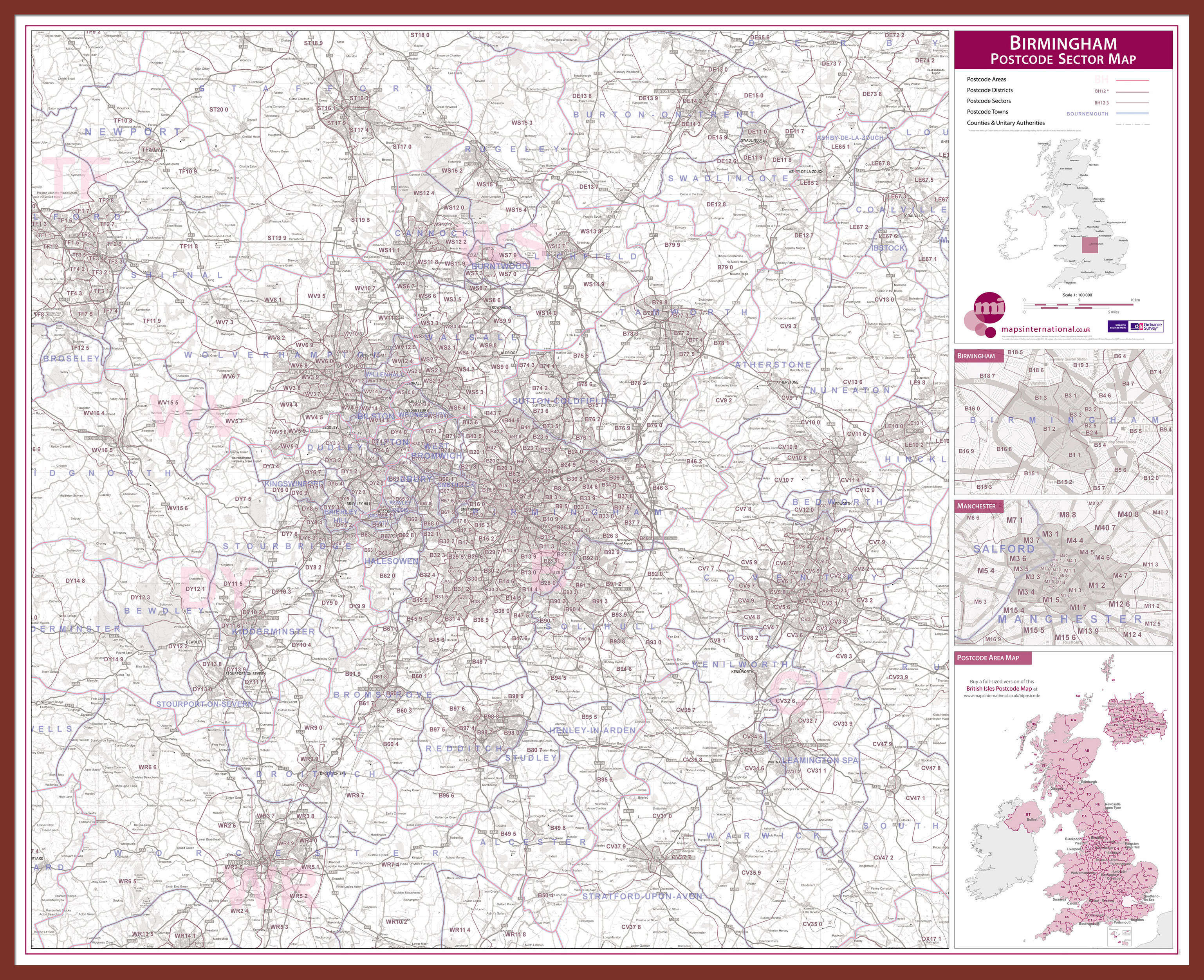 UK00761_L_LBDOK - Birmingham Postcode Sector Map