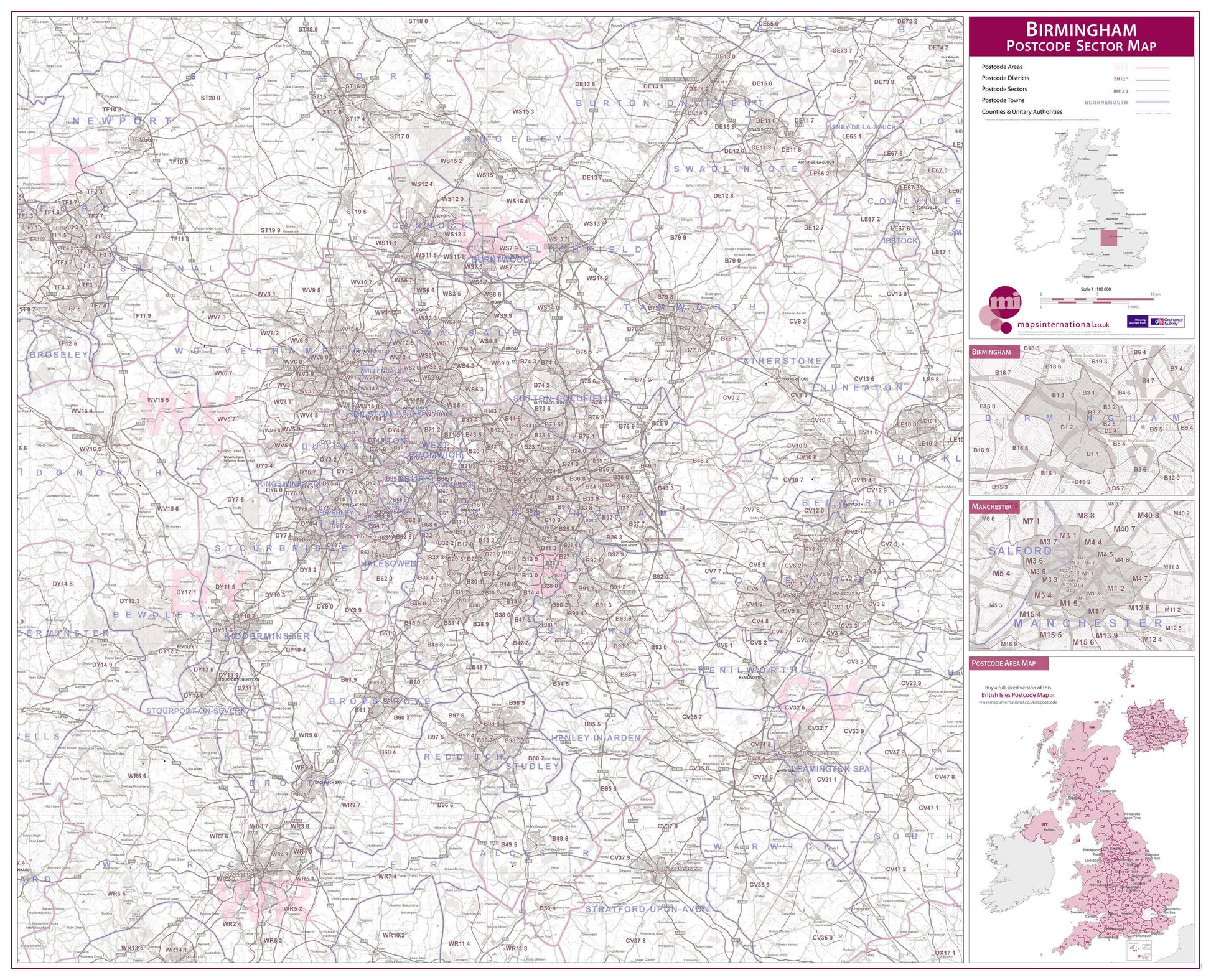 UK00761_L_LAMIN - Birmingham Postcode Sector Map