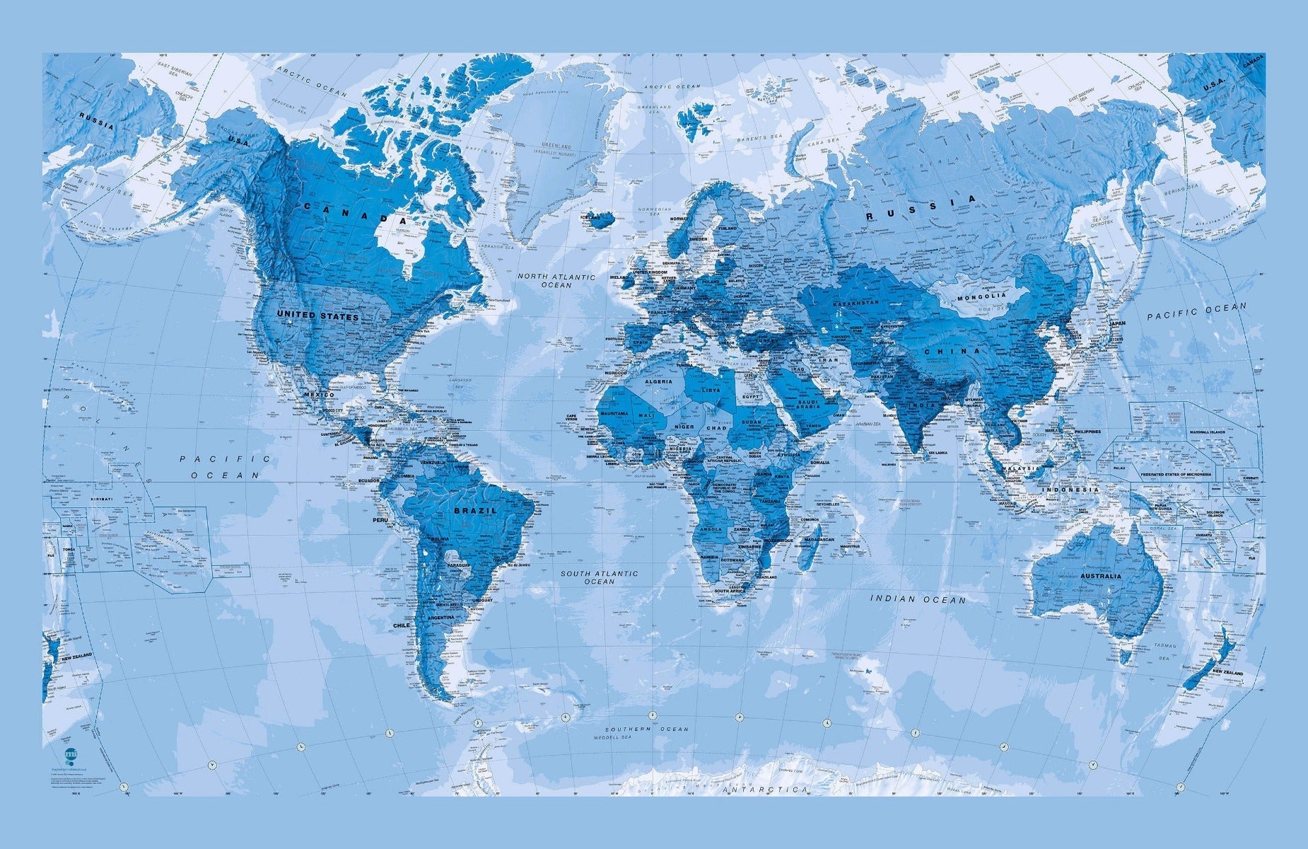 WP00823_H_WALLP - Blue World Map Wallpaper