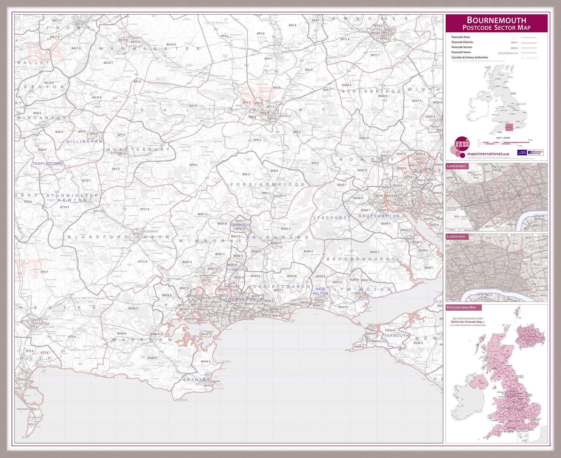 UK00763_L_LBDAL - Bournemouth Postcode Sector Map