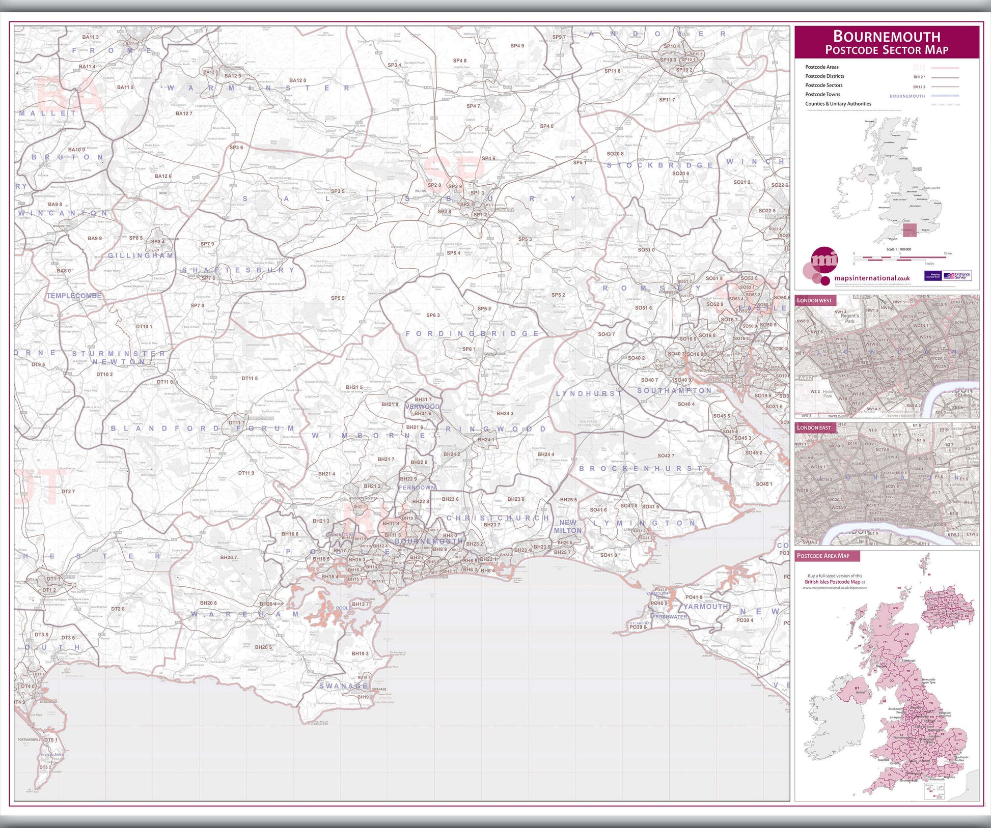 UK00763_L_LAMHB - Bournemouth Postcode Sector Map