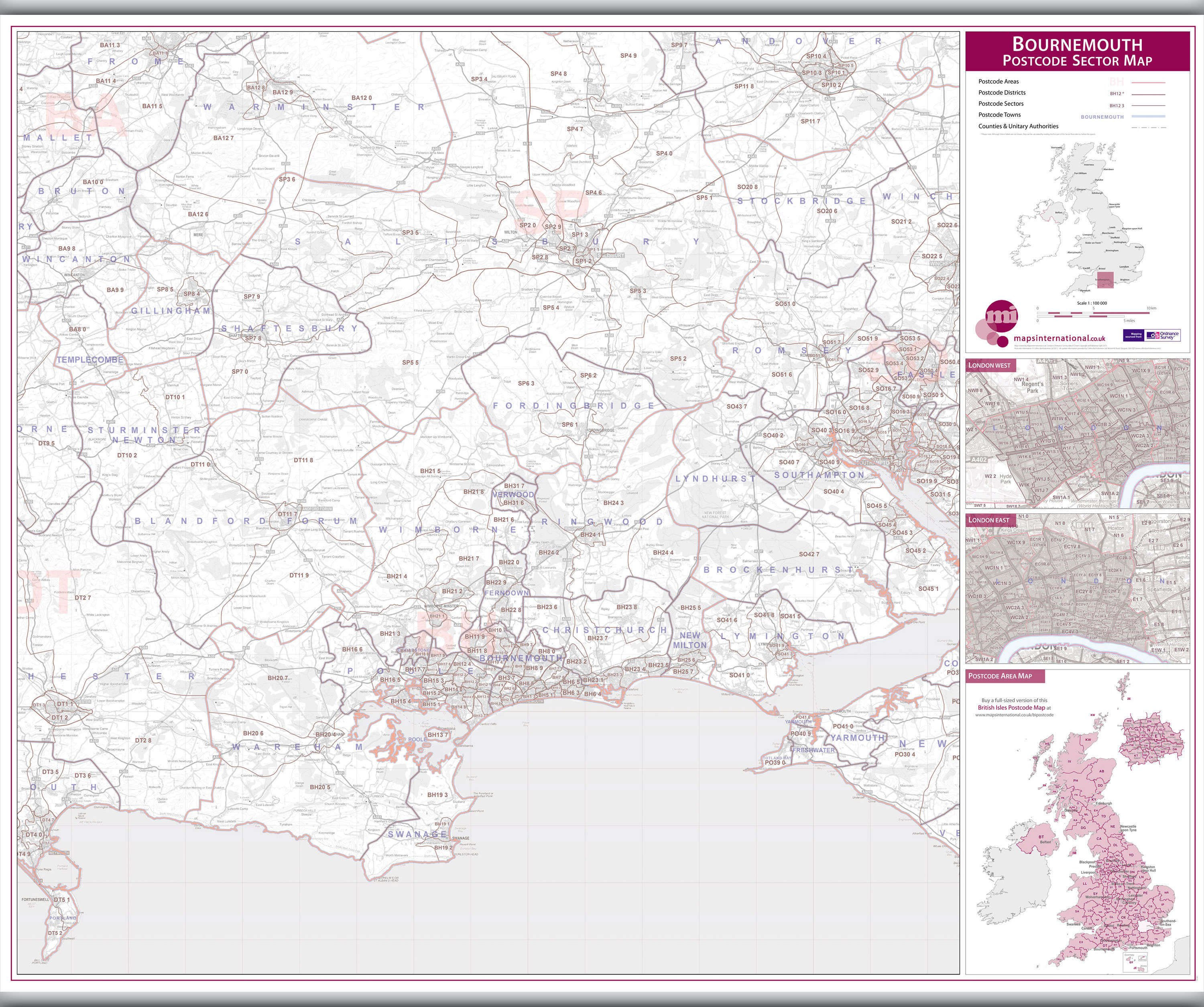 UK00763_L_LAMHB - Bournemouth Postcode Sector Map