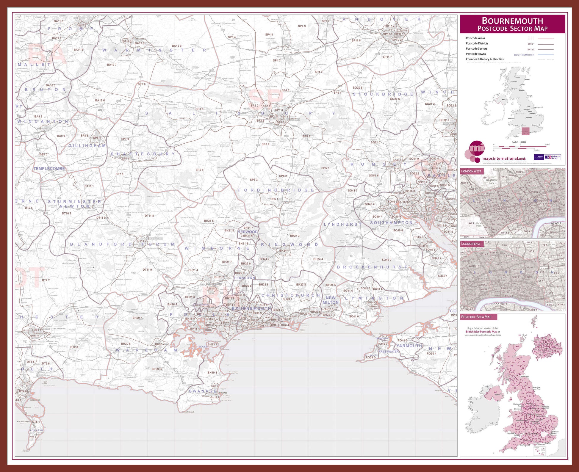 UK00763_L_LBDOK - Bournemouth Postcode Sector Map