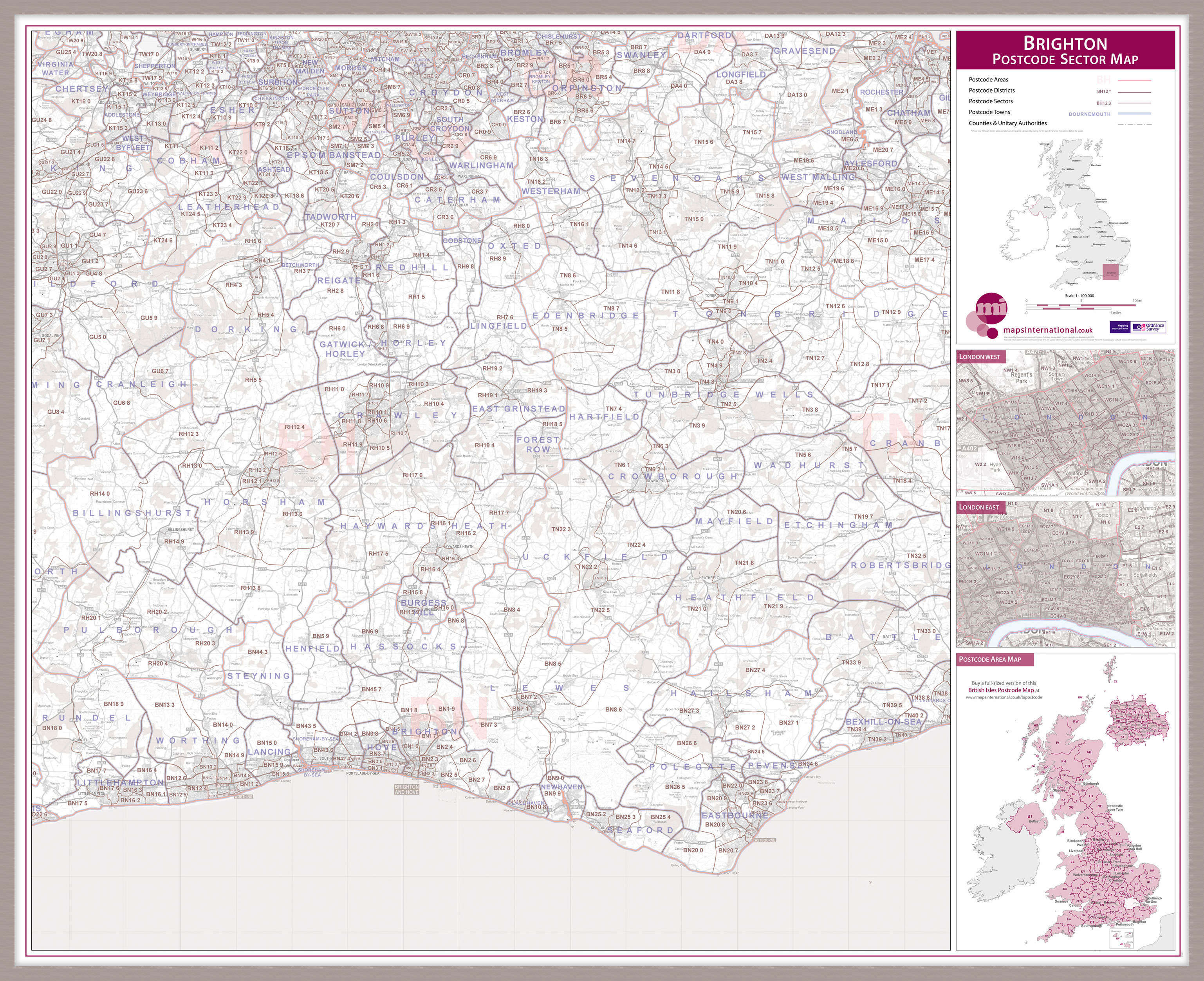 UK00764_L_LBDAL - Brighton Postcode Sector Map