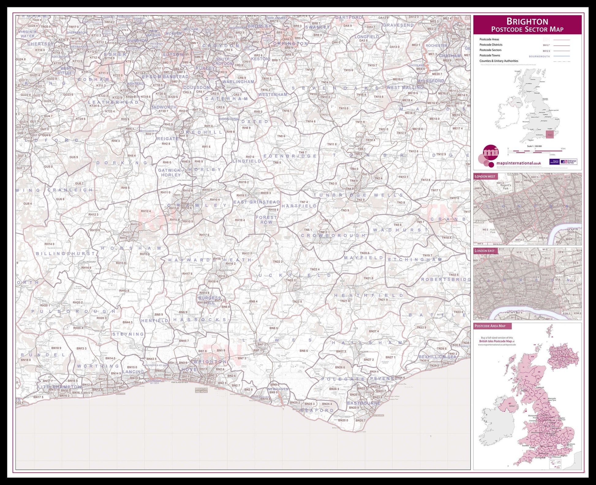 UK00764_L_LBDBL - Brighton Postcode Sector Map