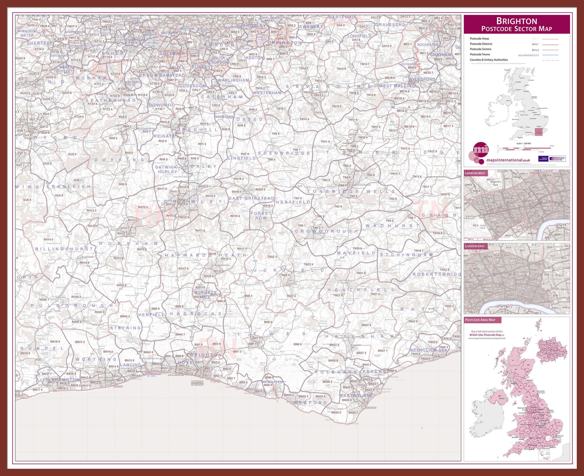 UK00764_L_LBDOK - Brighton Postcode Sector Map