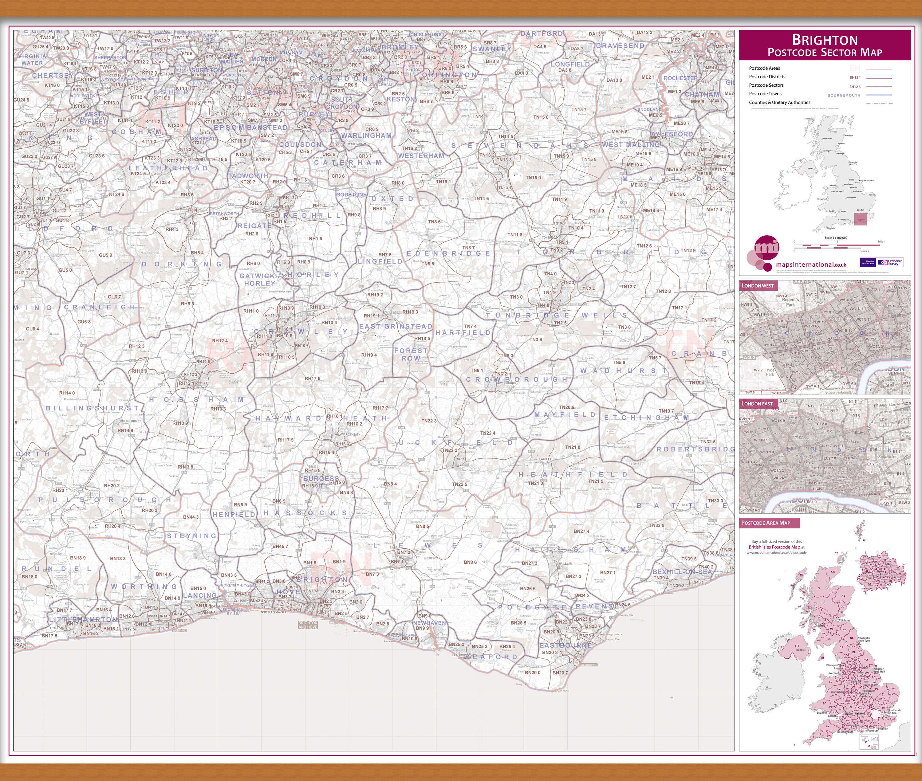 UK00764_L_LWDHB - Brighton Postcode Sector Map