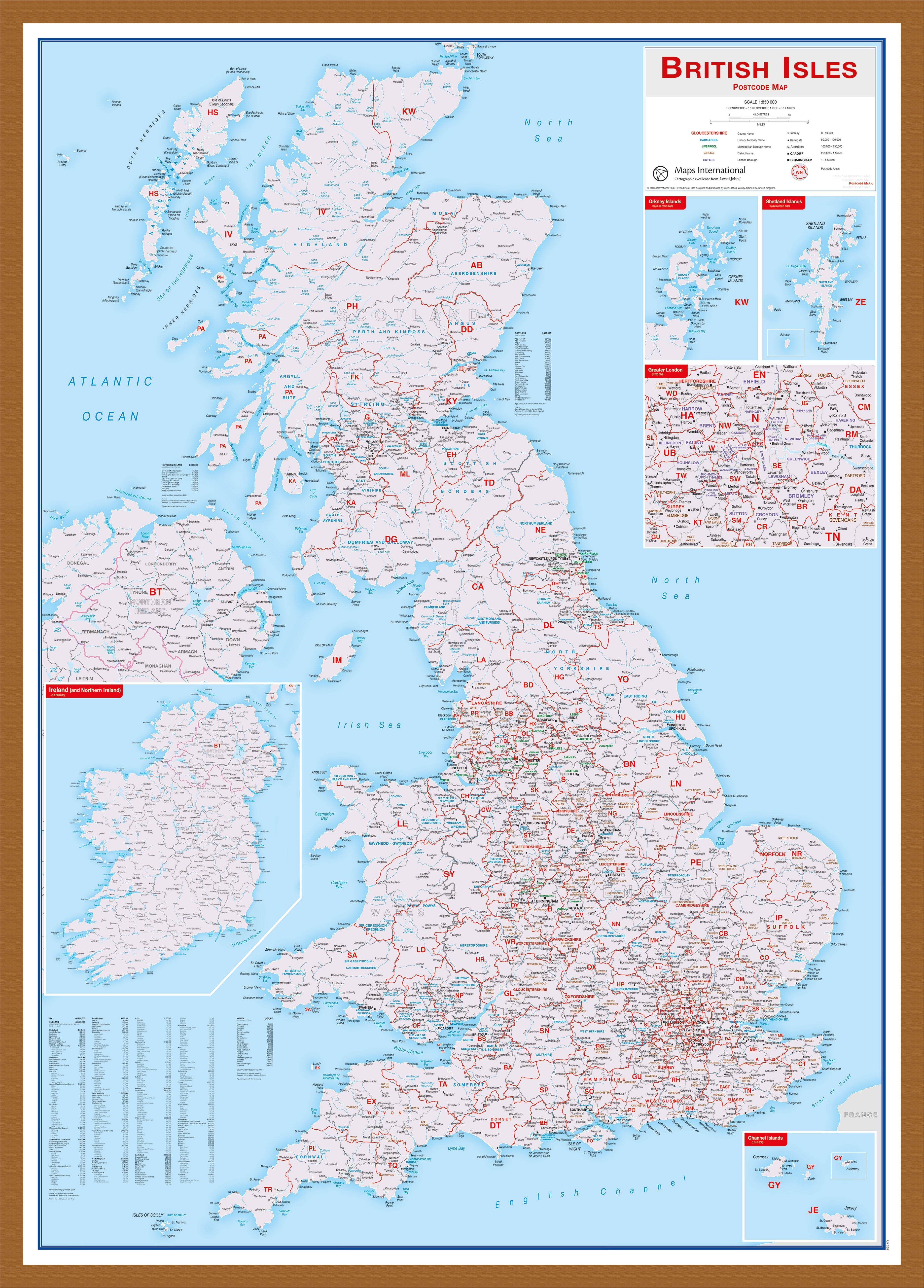 UK00264_L_WDTEA - British Isles Postcode Map