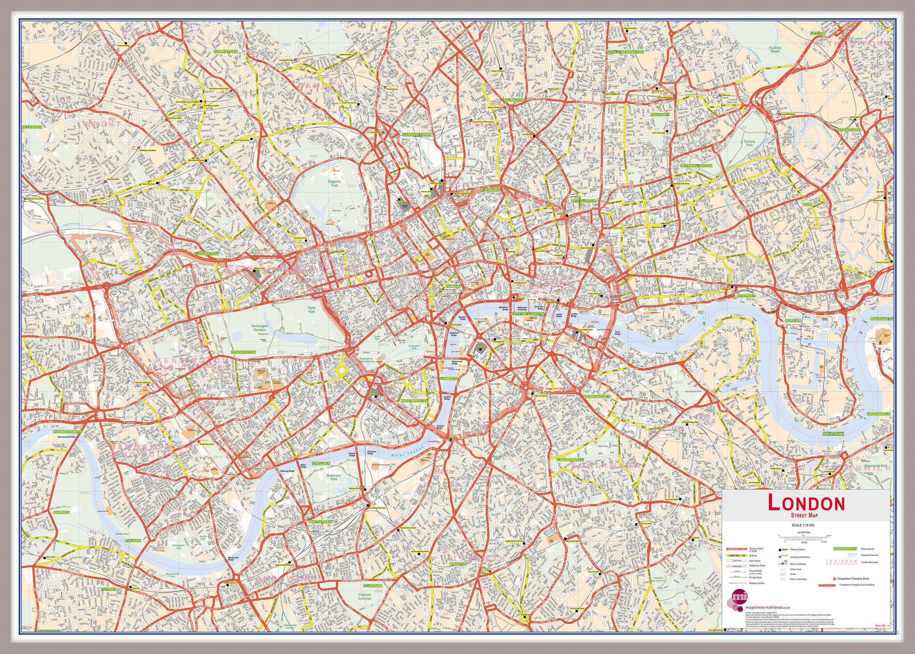 UK00029_H_MGFAL - Central London street Wall Map